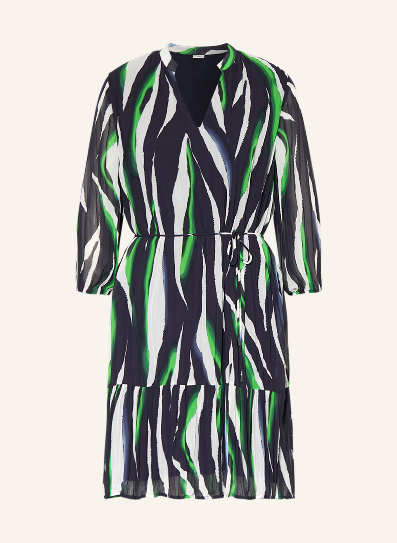 s.Oliver BLACK LABEL Pleated dress, Color: DARK BLUE/ NEON GREEN/ WHITE (Image 1)