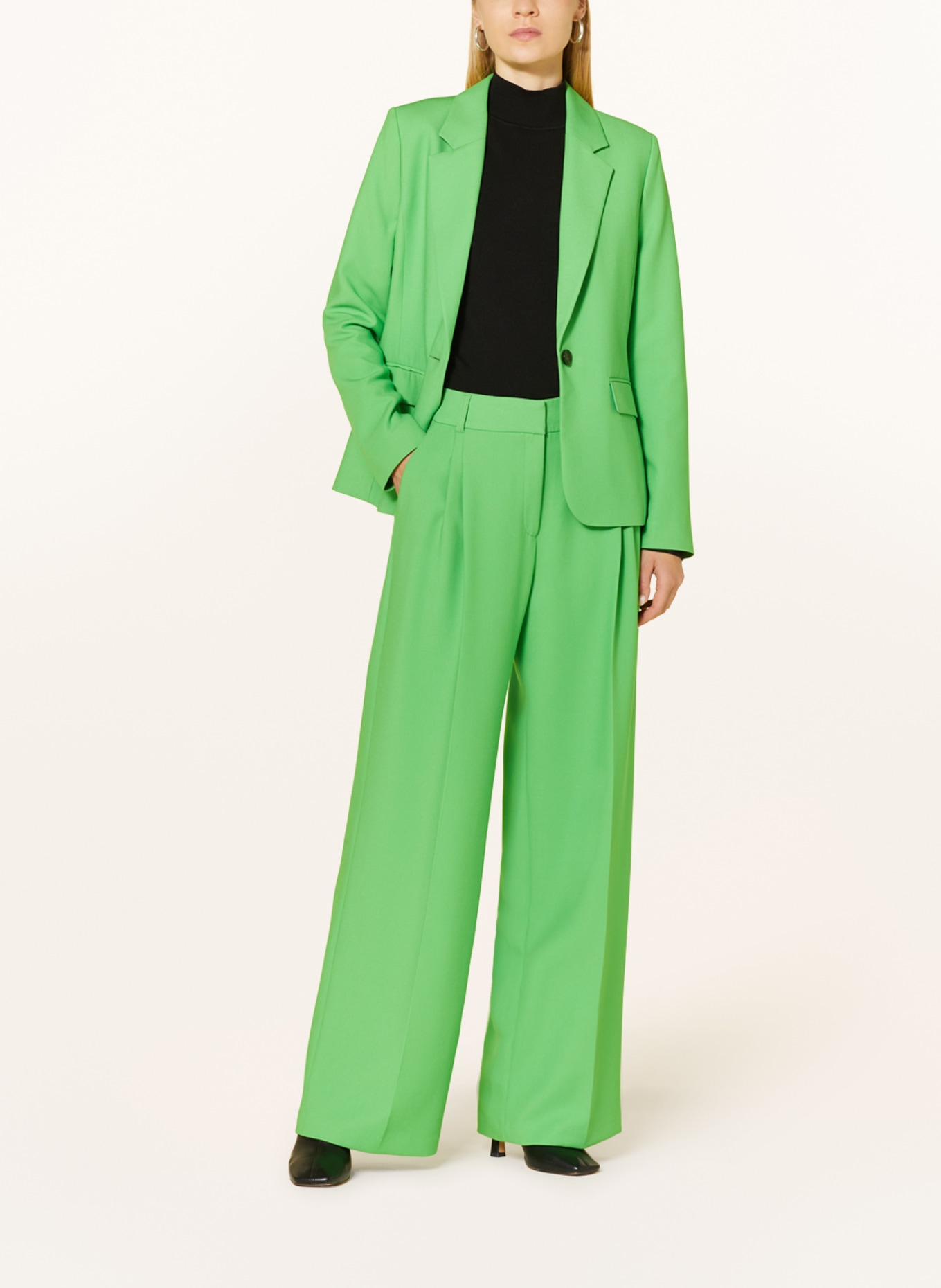 s.Oliver BLACK LABEL Wide leg trousers, Color: NEON GREEN (Image 2)