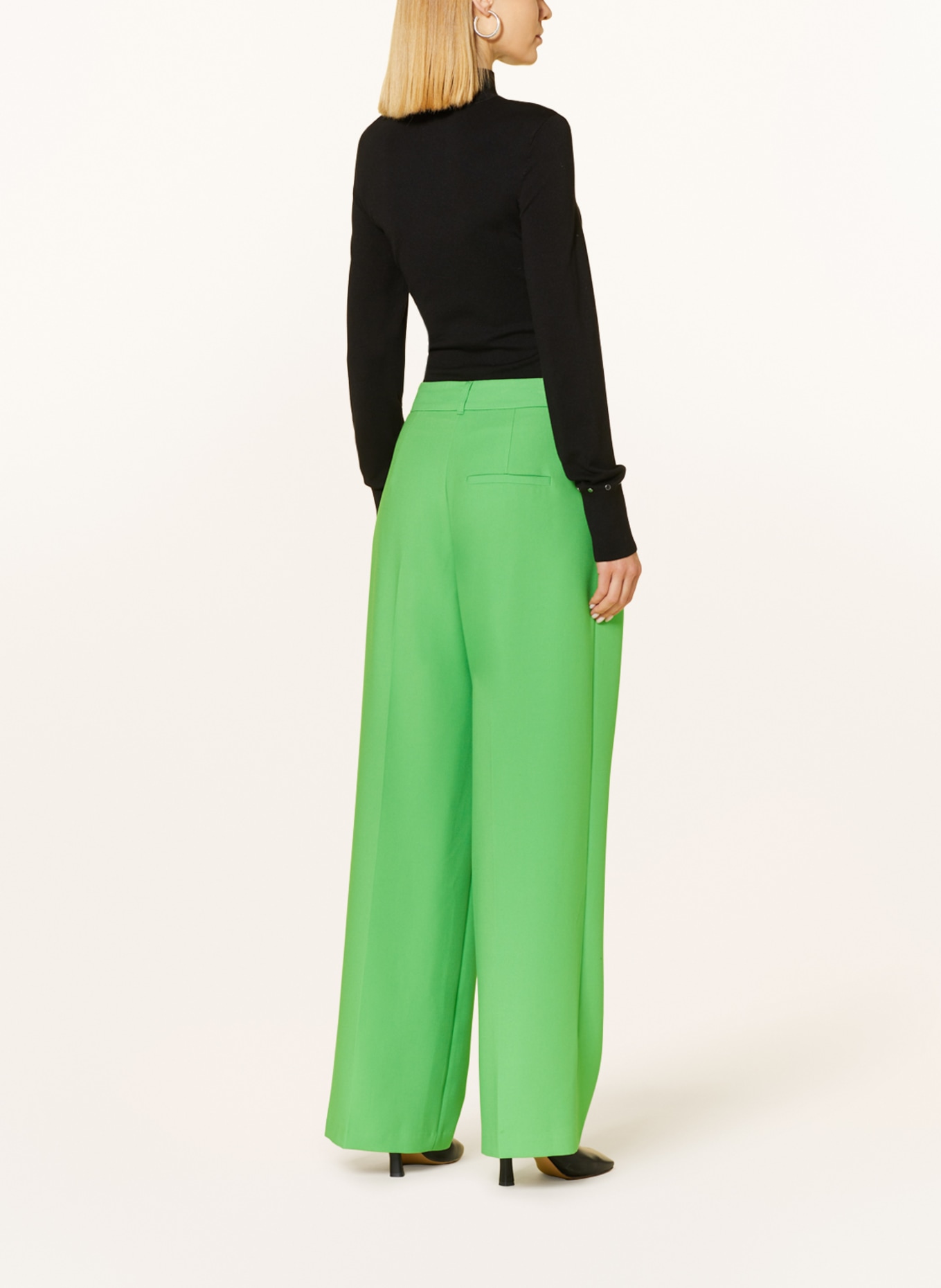s.Oliver BLACK LABEL Wide leg trousers, Color: NEON GREEN (Image 3)
