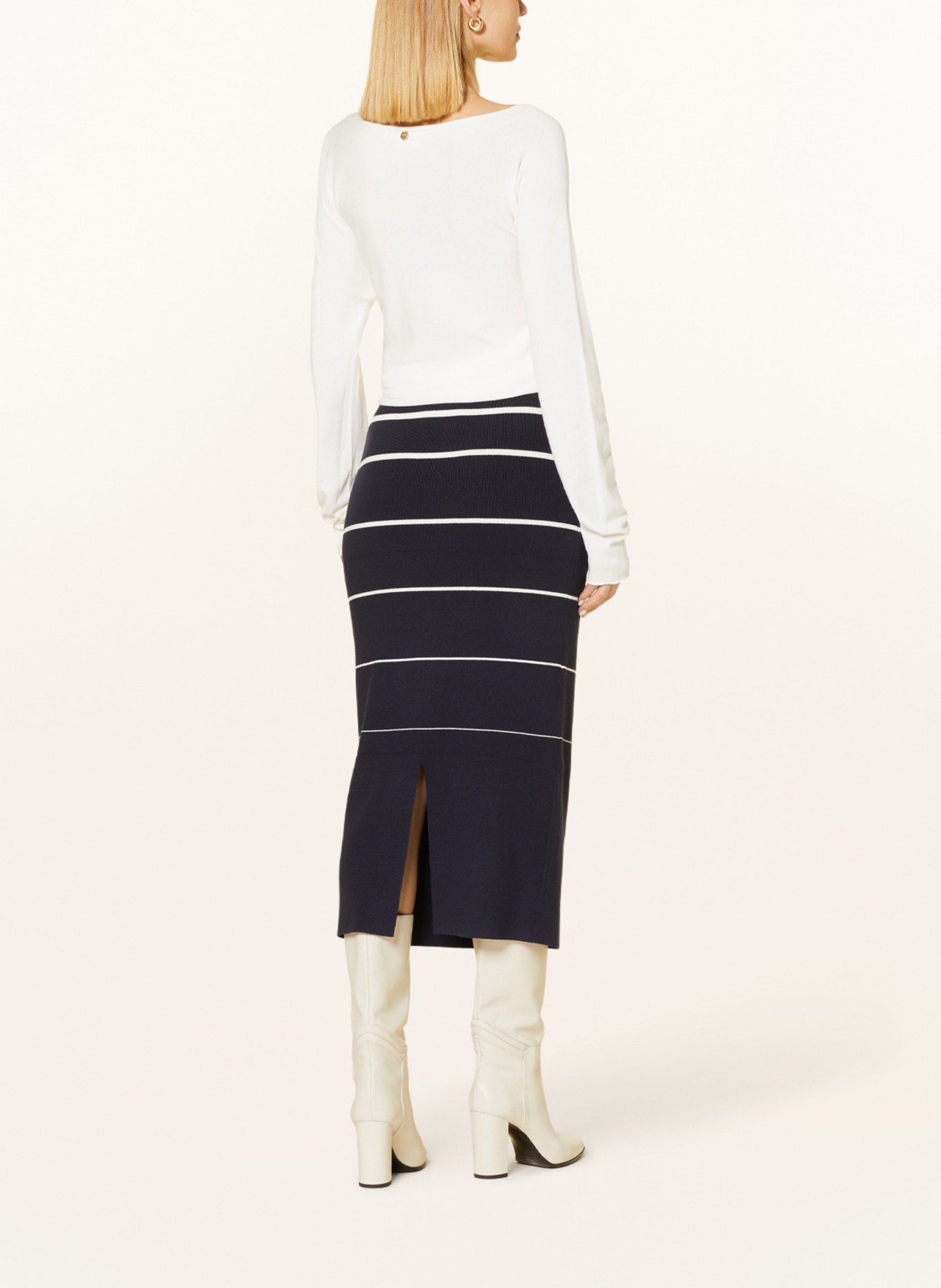 s.Oliver BLACK LABEL Knit skirt, Color: DARK BLUE/ WHITE (Image 3)