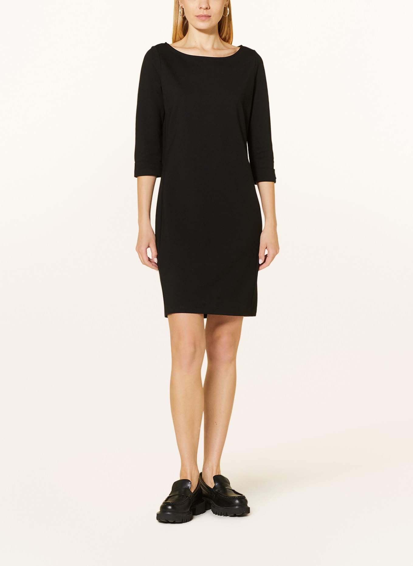 comma Jersey dress with 3/4 sleeves, Color: BLACK (Image 2)