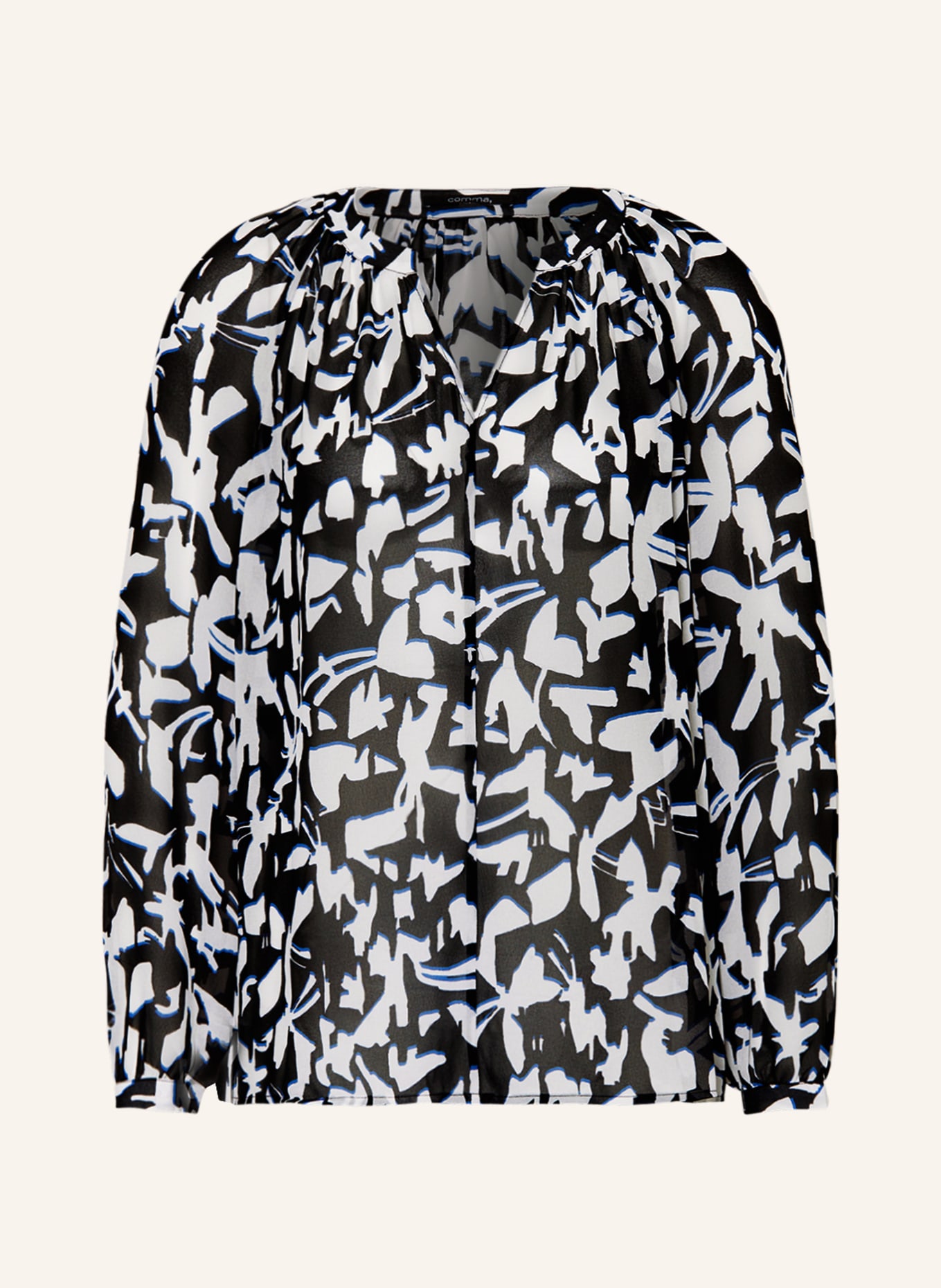 comma Shirt blouse, Color: BLACK/ WHITE/ BLUE (Image 1)