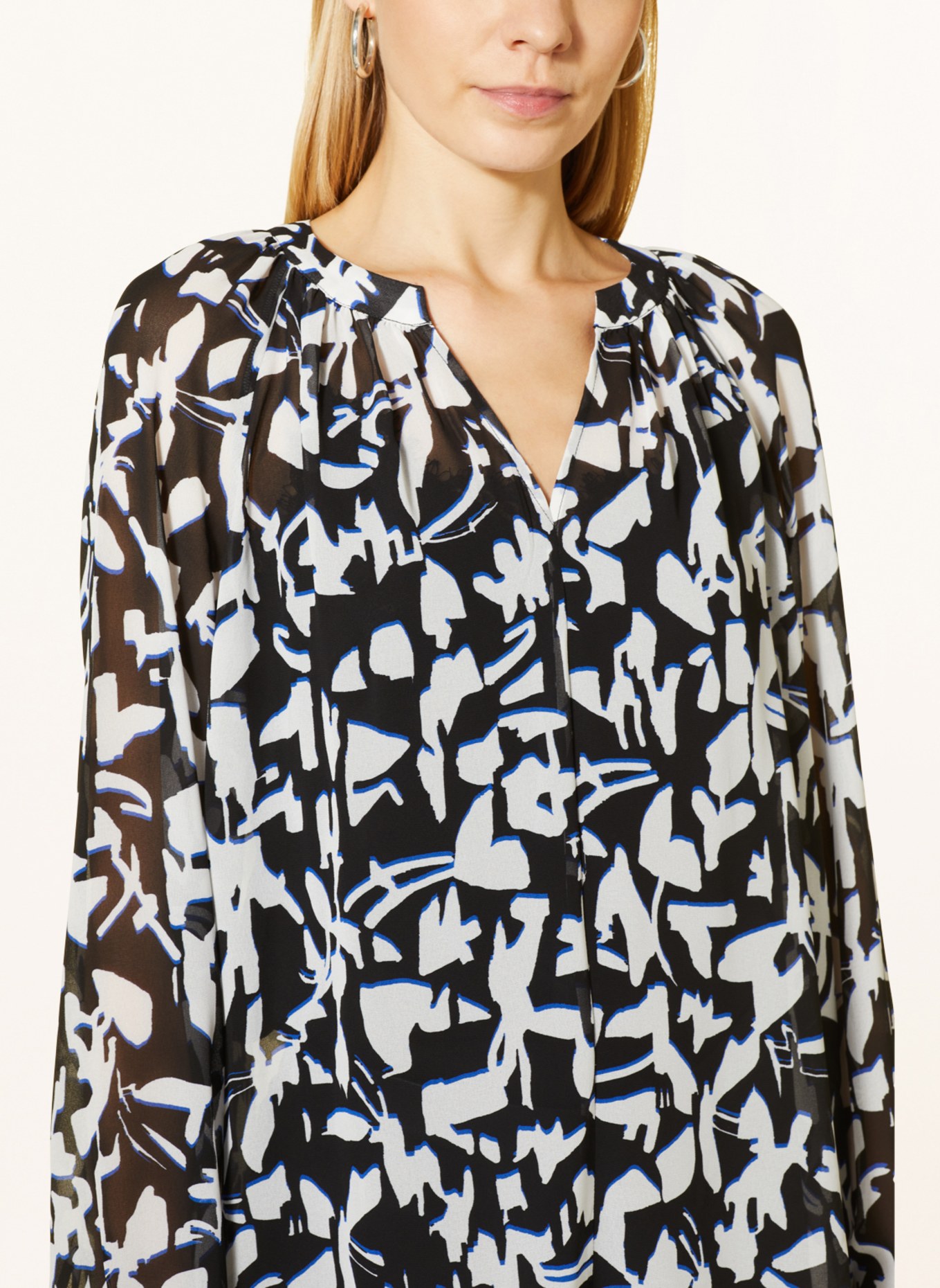 comma Shirt blouse, Color: BLACK/ WHITE/ BLUE (Image 4)
