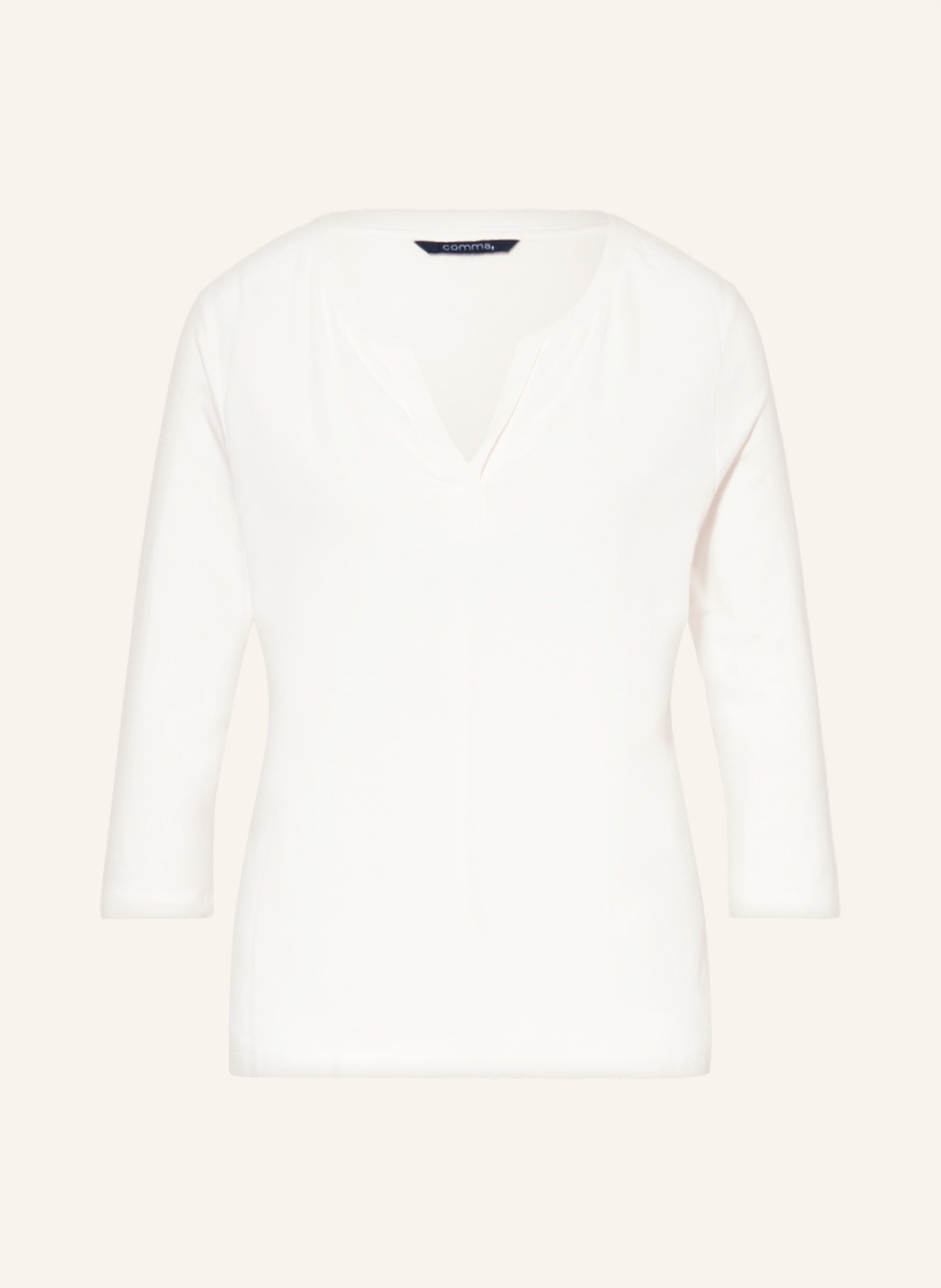 comma Shirt blouse in mixed materials with 3/4 sleeves, Color: WHITE (Image 1)