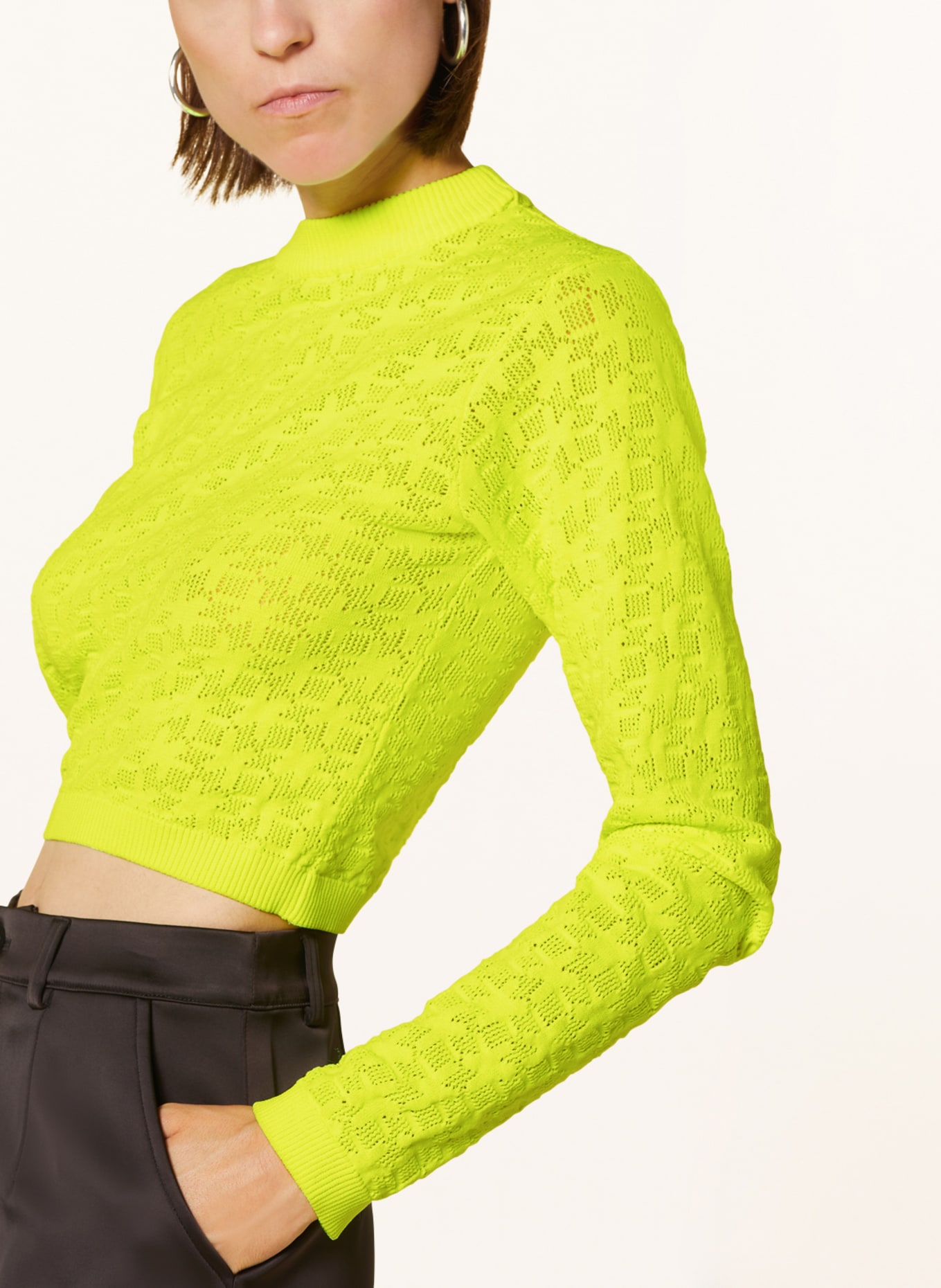 KARO KAUER Cropped-Pullover, Farbe: NEONGELB (Bild 4)