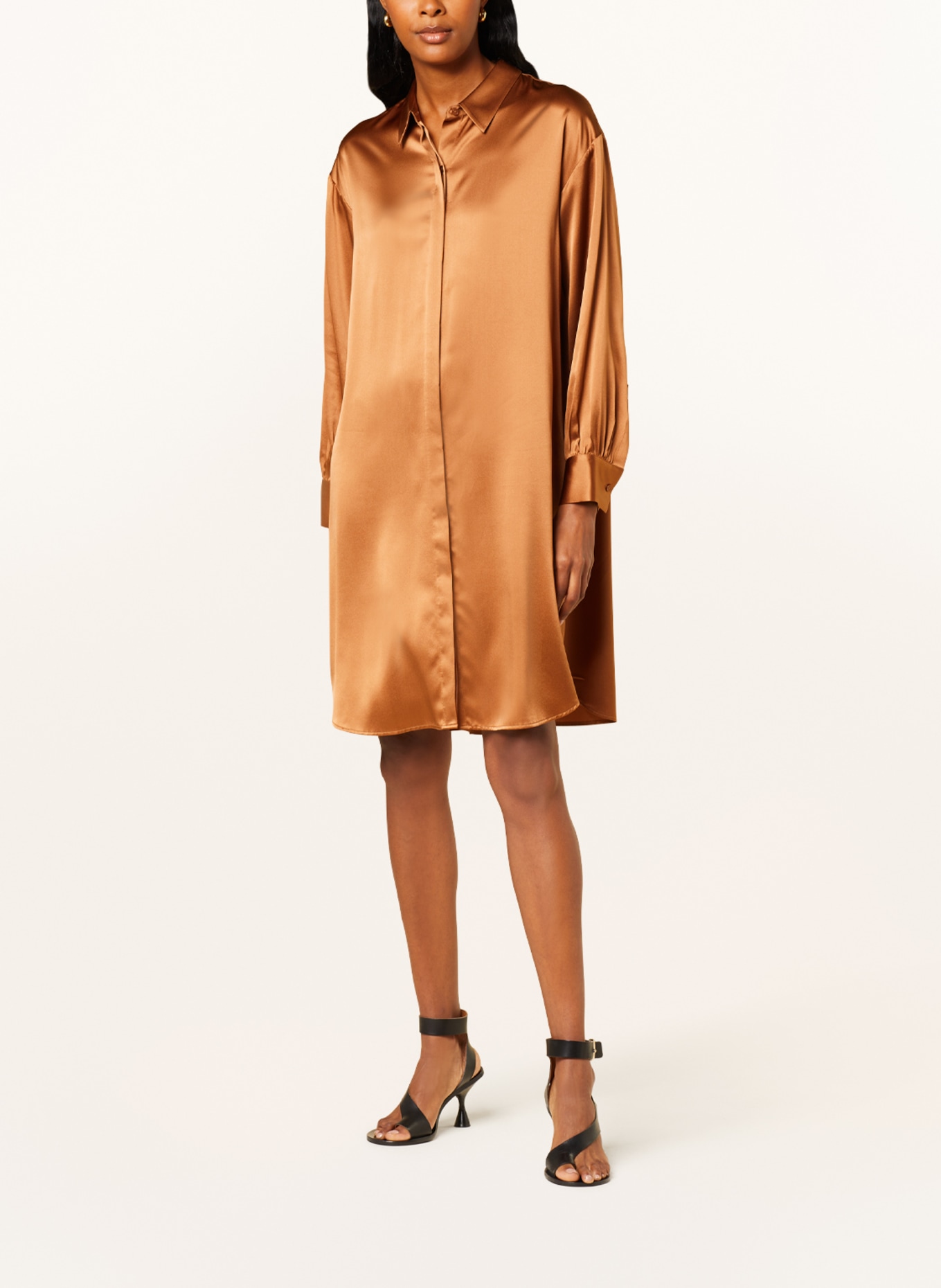 (THE MERCER) N.Y. Shirt dress in silk, Color: BROWN (Image 2)
