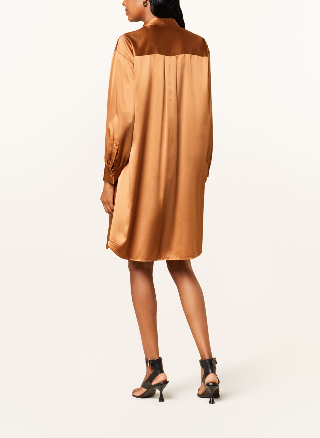 (THE MERCER) N.Y. Shirt dress in silk, Color: BROWN (Image 3)