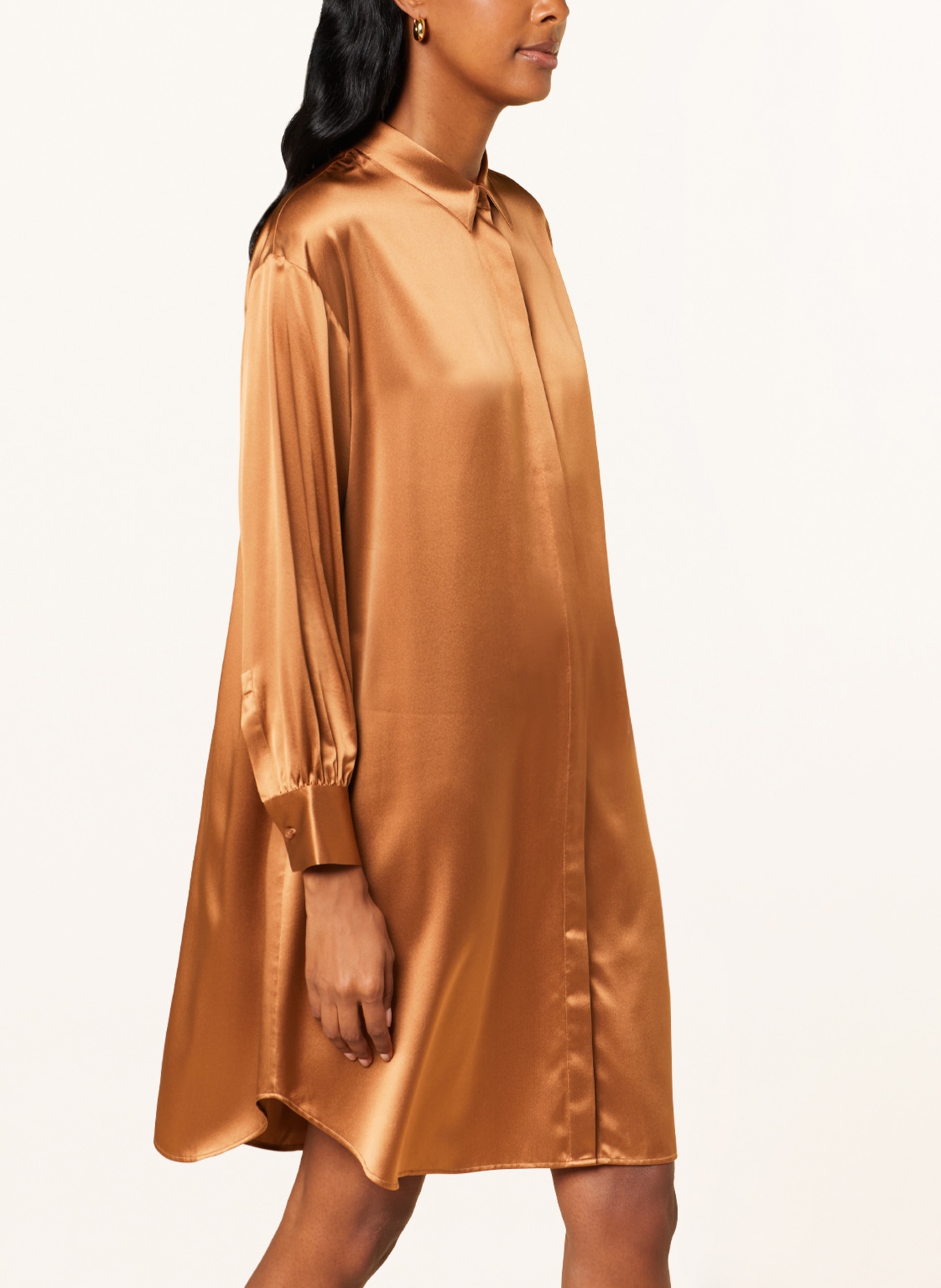 (THE MERCER) N.Y. Shirt dress in silk, Color: BROWN (Image 4)
