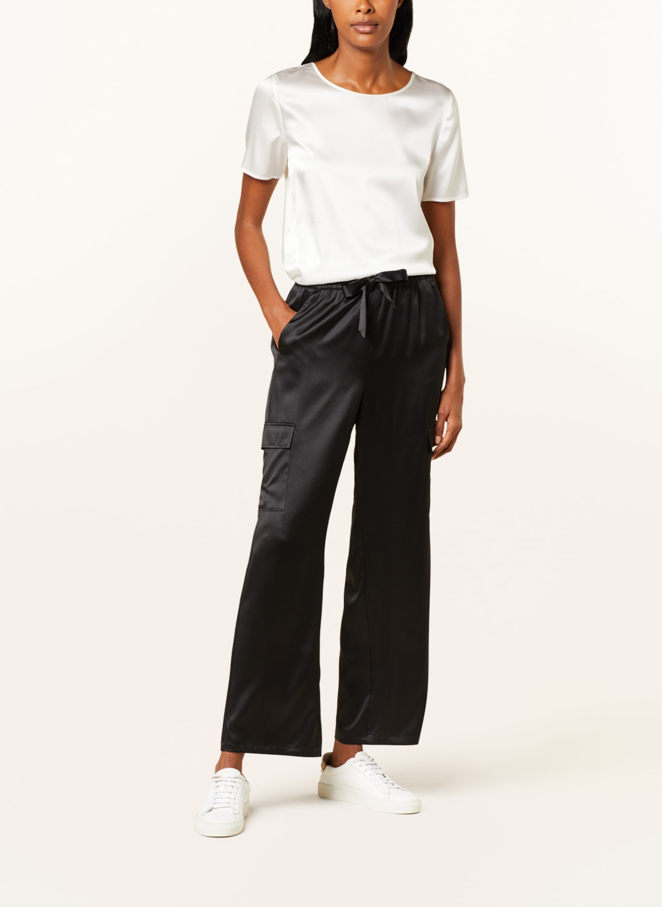 (THE MERCER) N.Y. Bojówki z jedwabiu: CZARNY