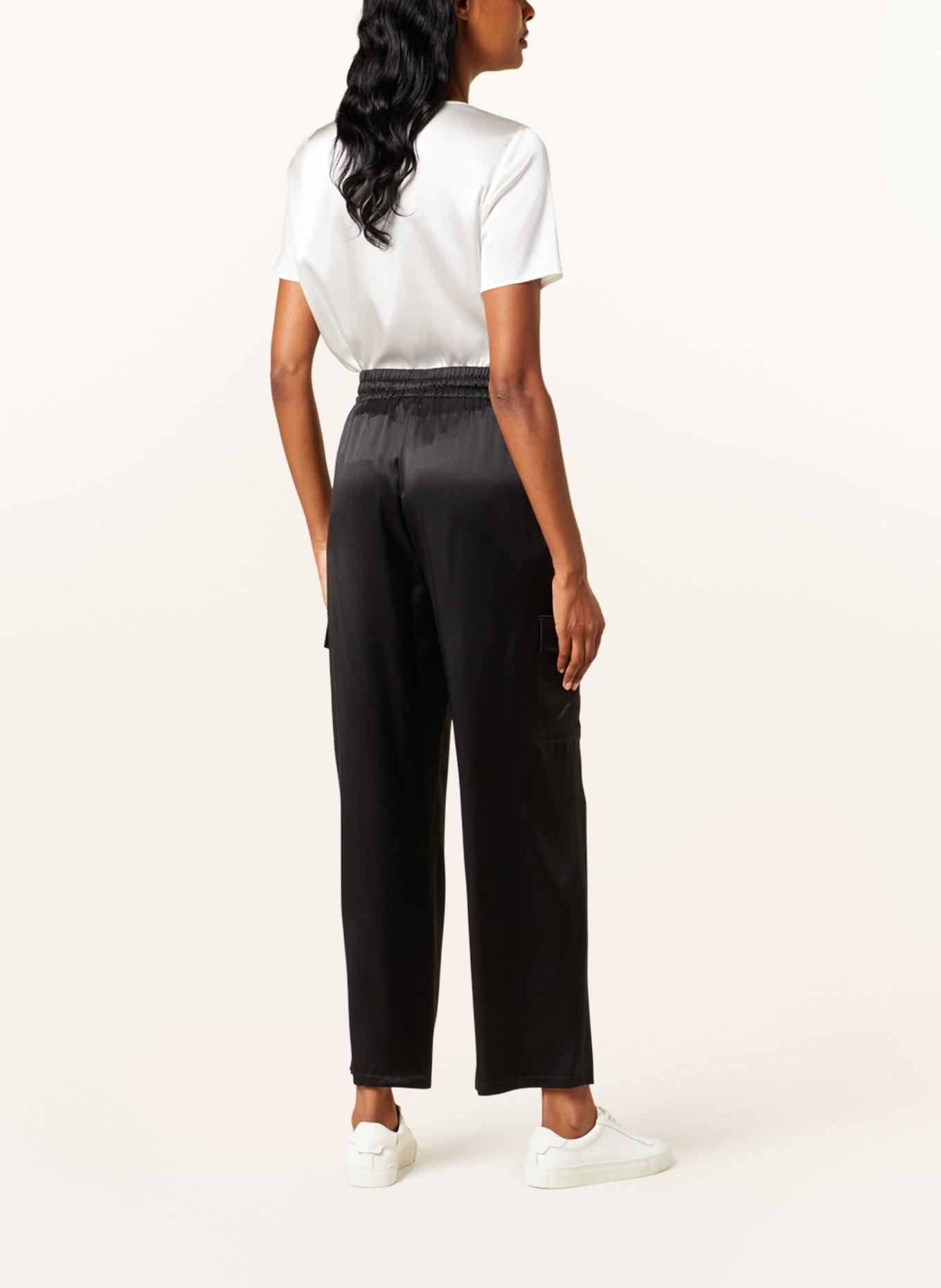 (THE MERCER) N.Y. Bojówki z jedwabiu: CZARNY