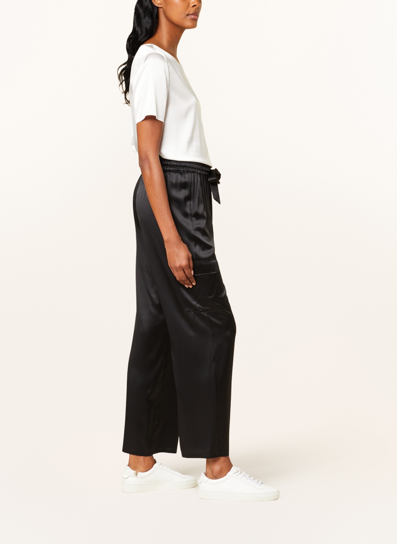 (THE MERCER) N.Y. Bojówki z jedwabiu: CZARNY