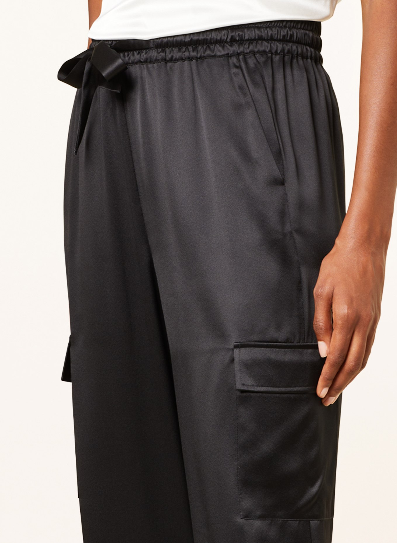 (THE MERCER) N.Y. Bojówki z jedwabiu: CZARNY