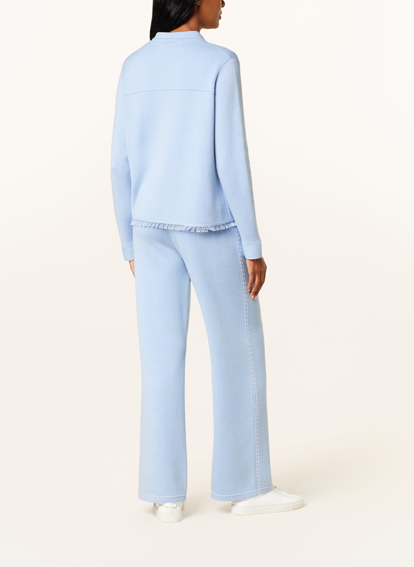 (THE MERCER) N.Y. Knit overshirt with fringes, Color: LIGHT BLUE (Image 3)