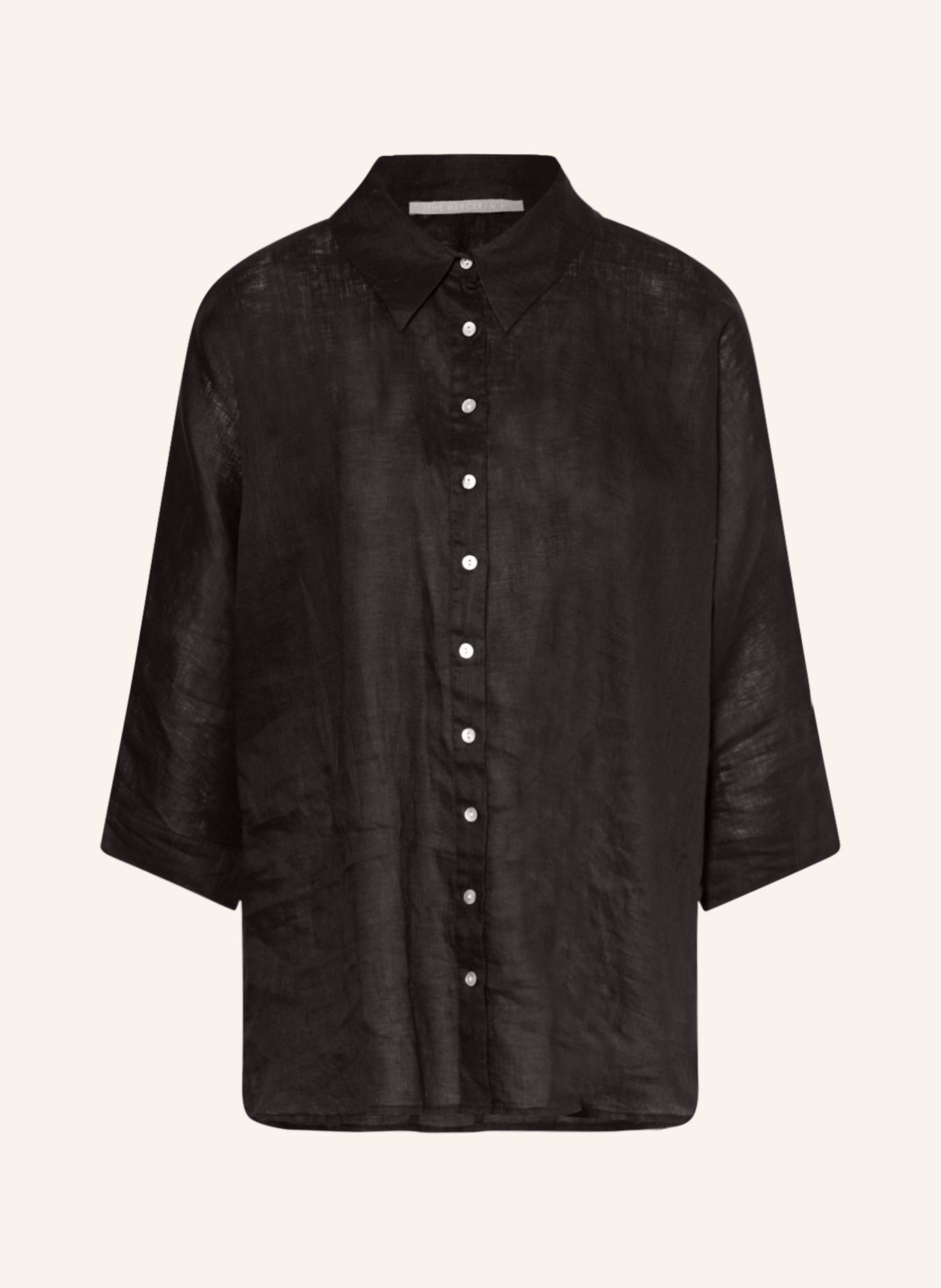 (THE MERCER) N.Y. Shirt blouse made of linen, Color: BLACK (Image 1)