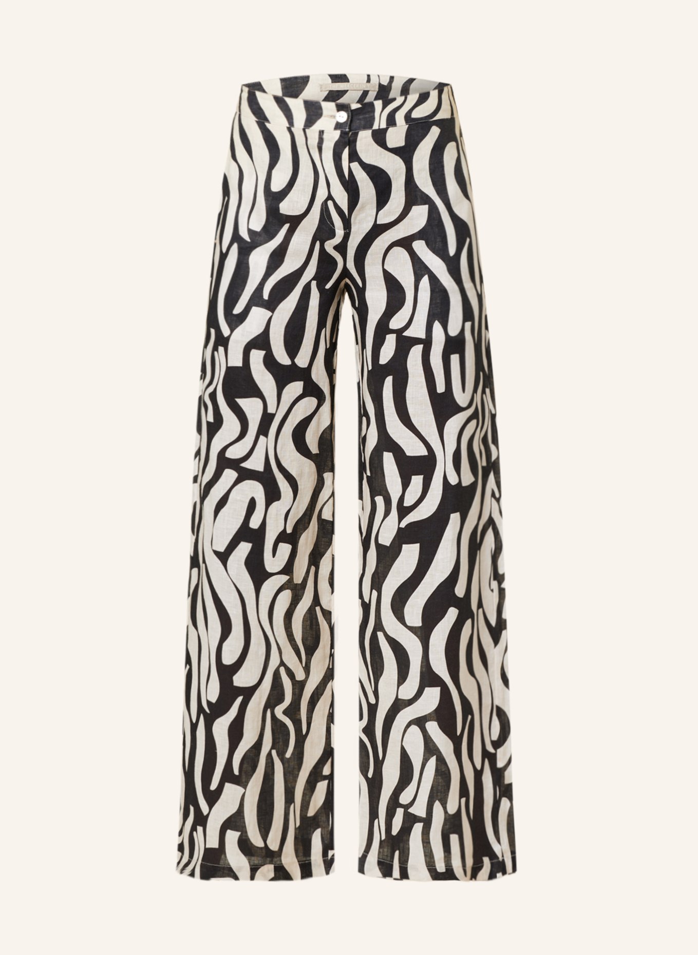 (THE MERCER) N.Y. Wide leg trousers made of linen, Color: BLACK/ TAUPE (Image 1)