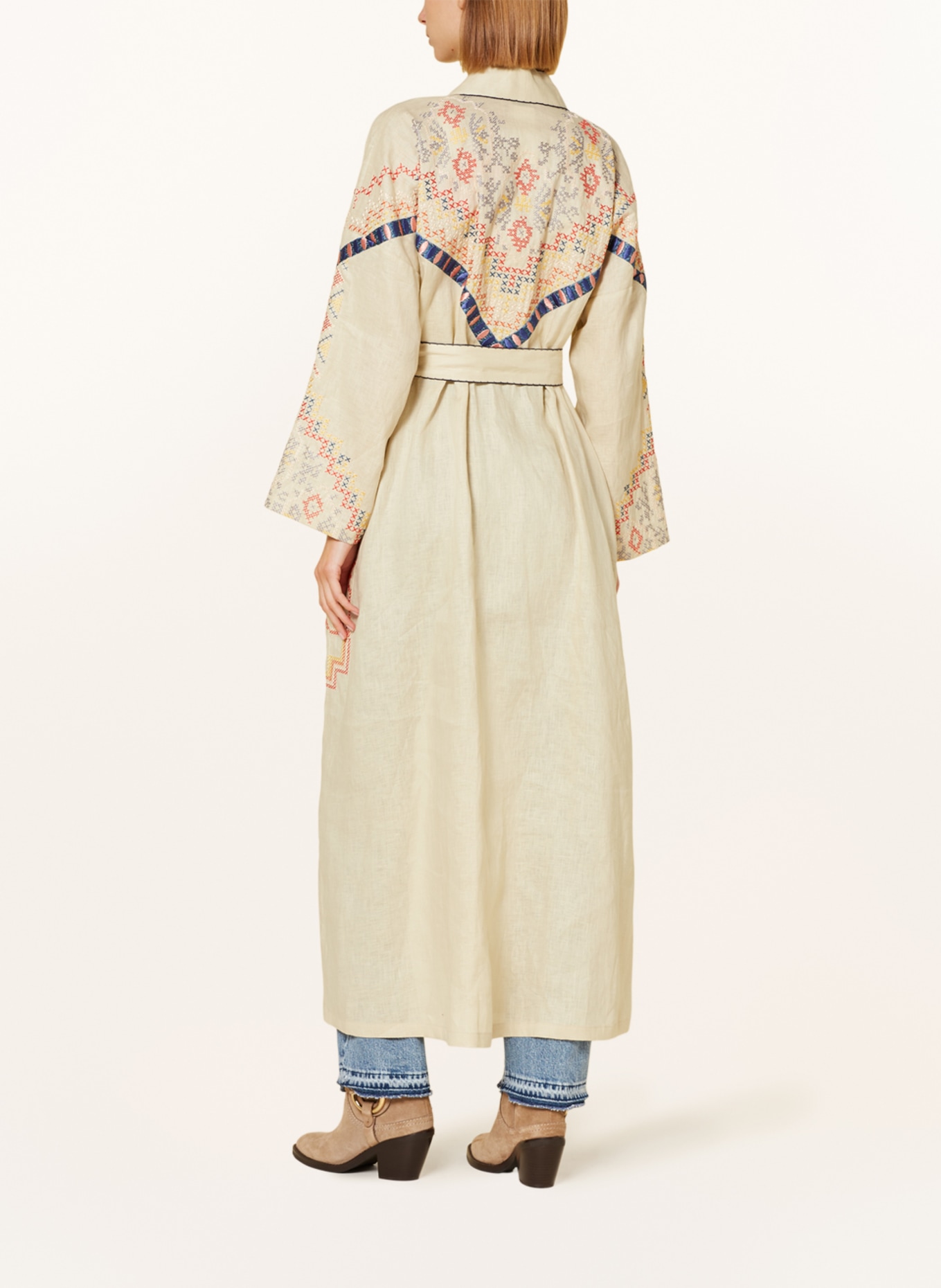 MAX & Co. Linen kimono FES, Color: BEIGE/ ORANGE/ YELLOW (Image 3)