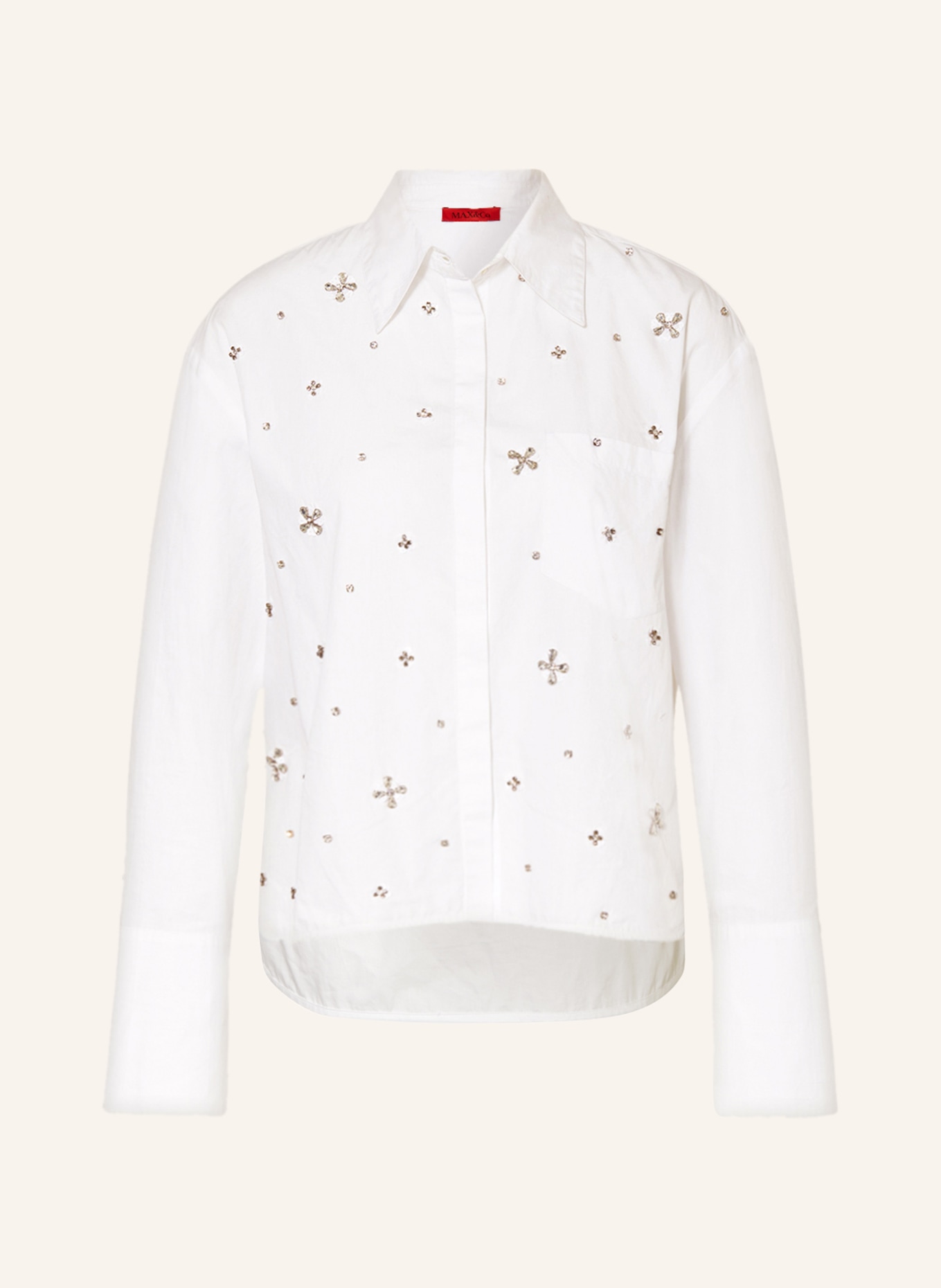 MAX & Co. Shirt blouse SORRISO with sequins and decorative gems, Color: WHITE (Image 1)