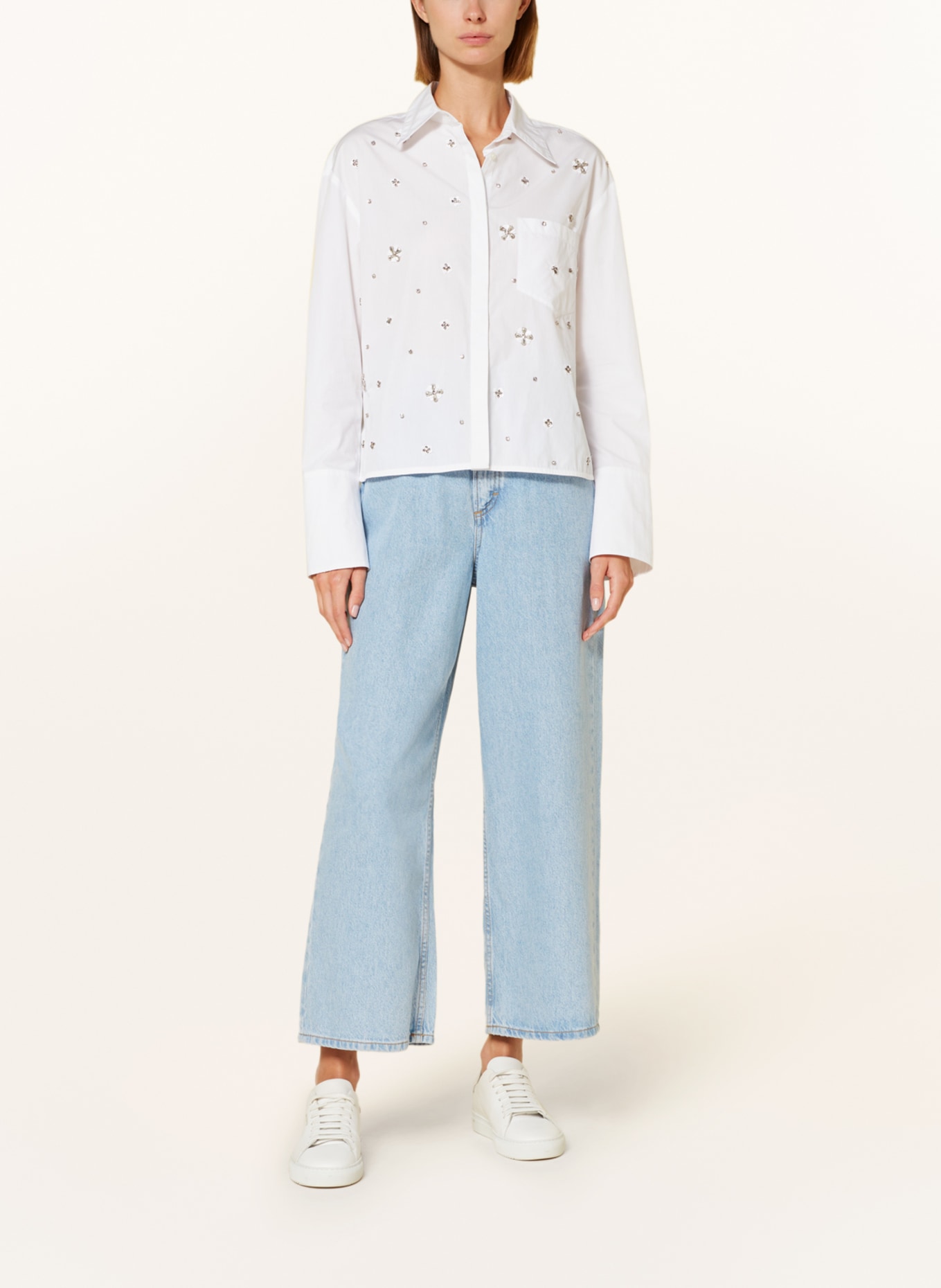 MAX & Co. Shirt blouse SORRISO with sequins and decorative gems, Color: WHITE (Image 2)