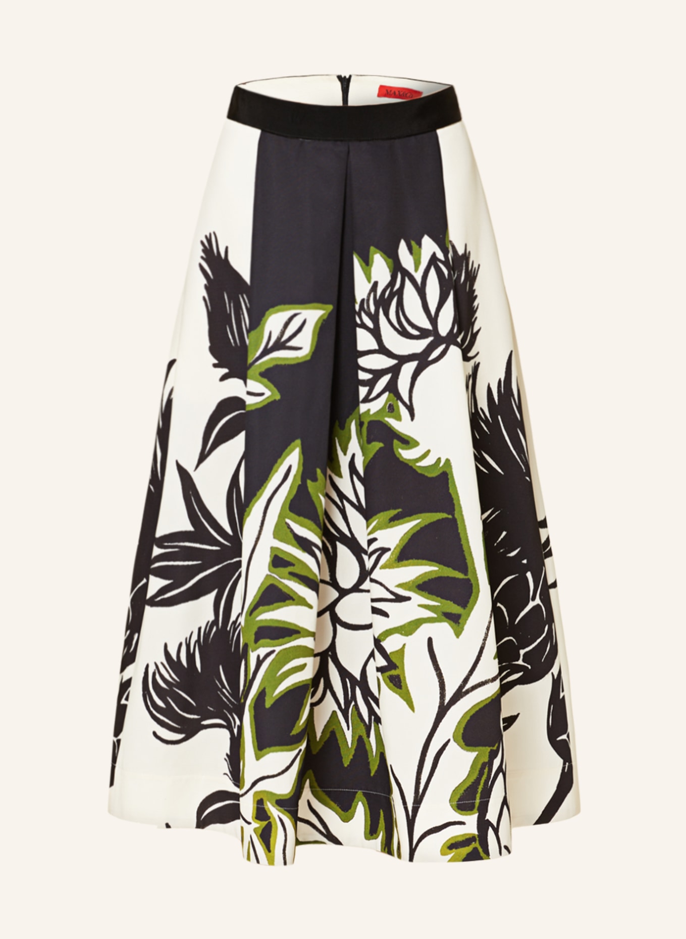 MAX & Co. Pleated skirt RISATA, Color: ECRU/ OLIVE/ BLACK (Image 1)