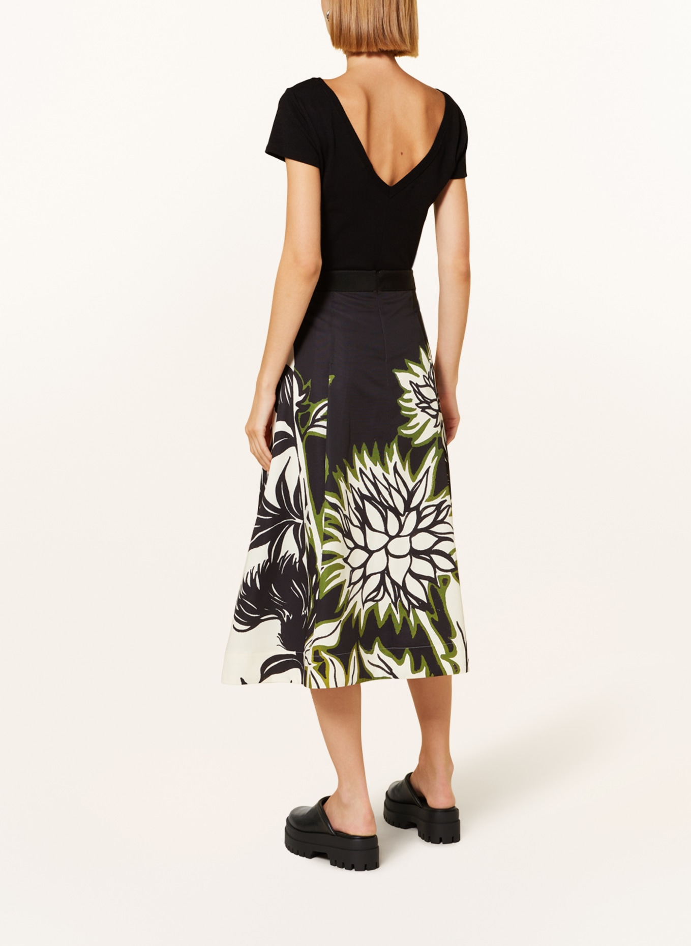 MAX & Co. Pleated skirt RISATA, Color: ECRU/ OLIVE/ BLACK (Image 3)