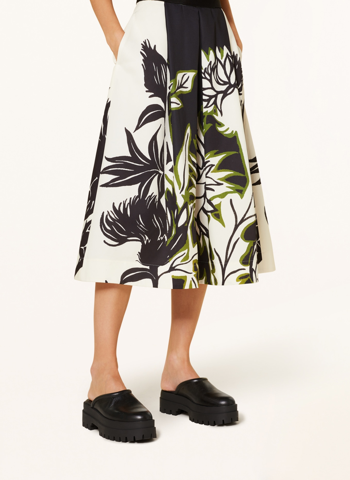 MAX & Co. Pleated skirt RISATA, Color: ECRU/ OLIVE/ BLACK (Image 4)
