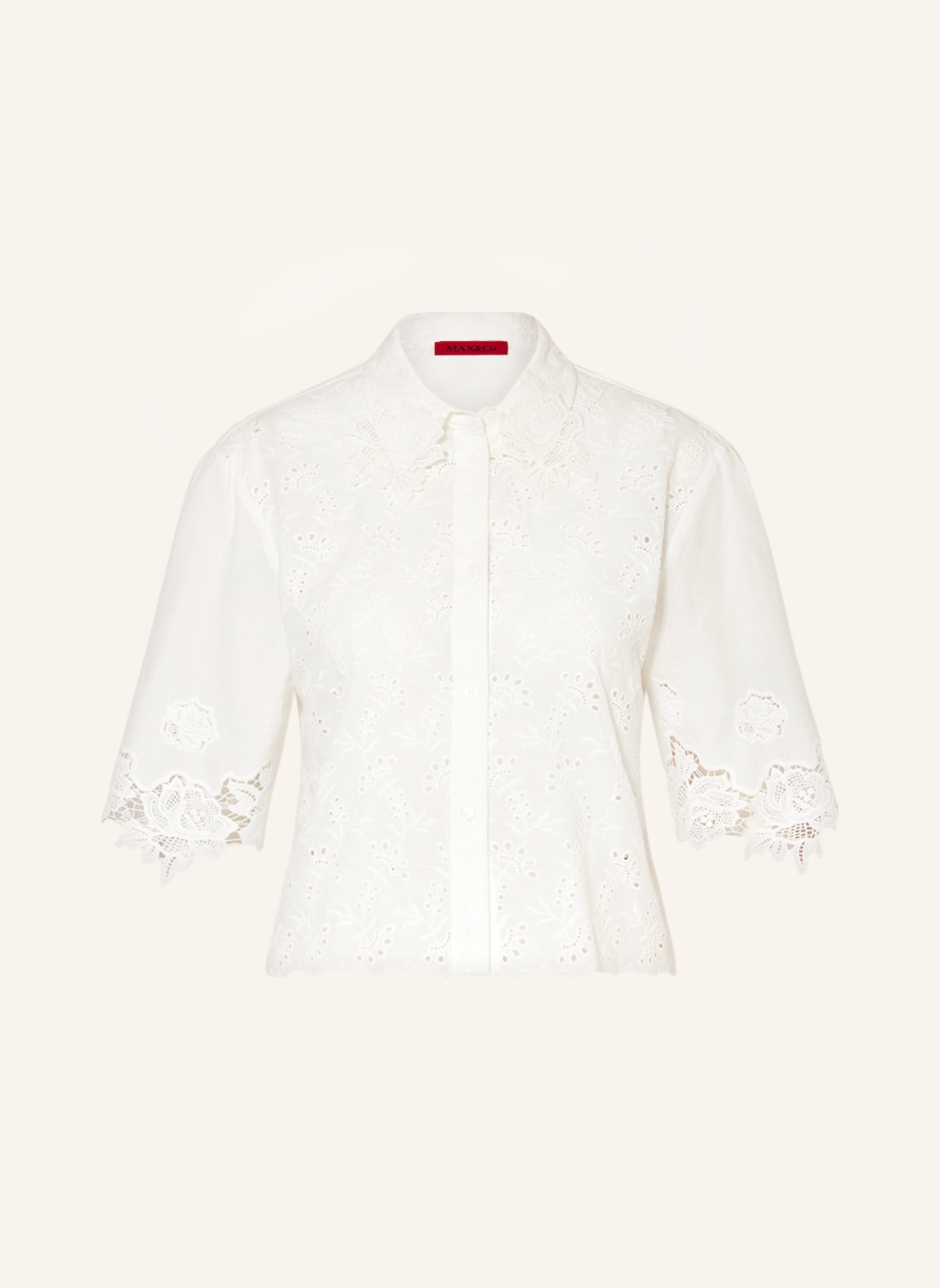 MAX & Co. Shirt blouse ALIAS with lace, Color: WHITE (Image 1)