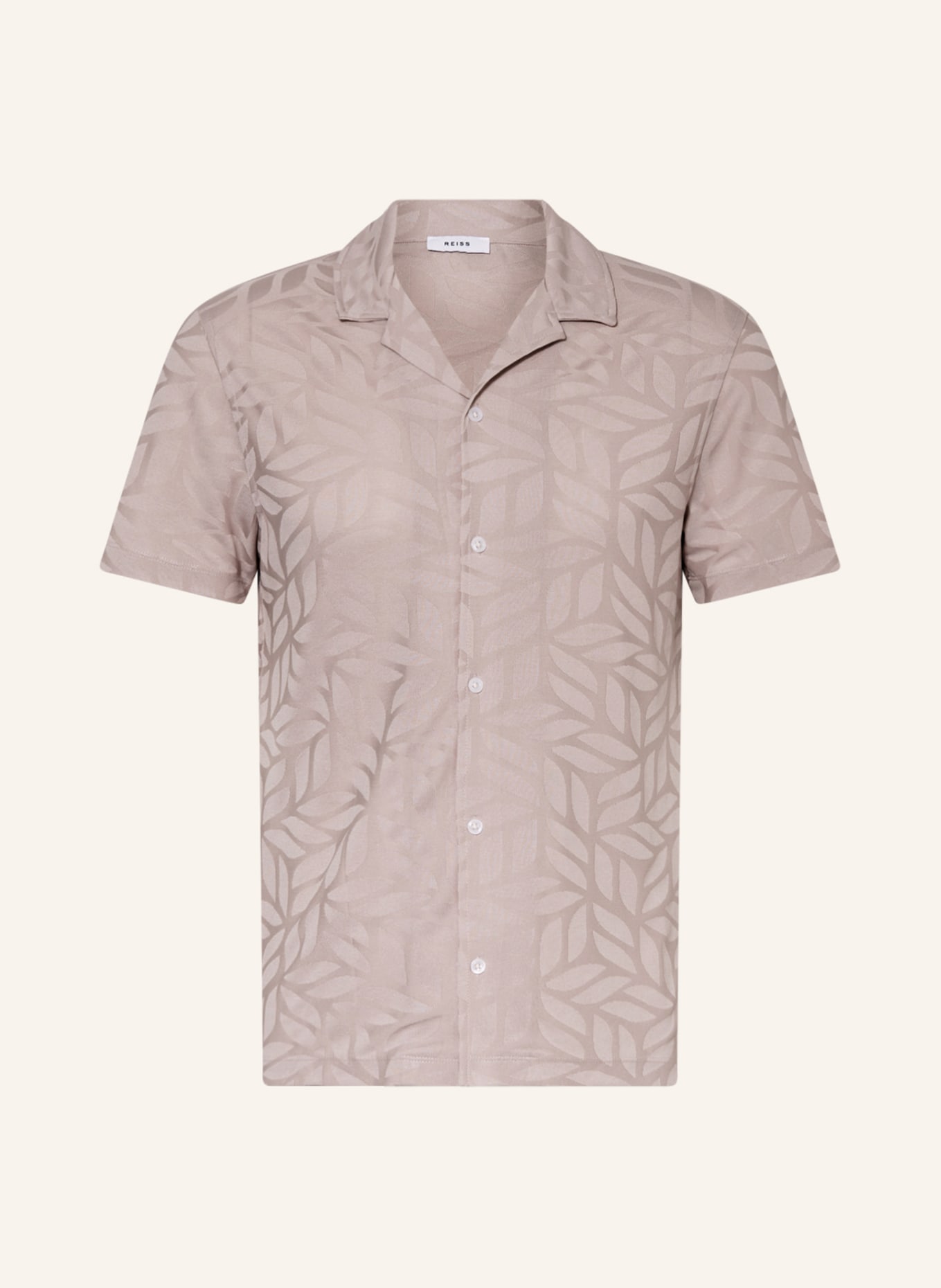REISS Resort shirt BASSWOOD slim fit in jacquard, Color: BEIGE (Image 1)