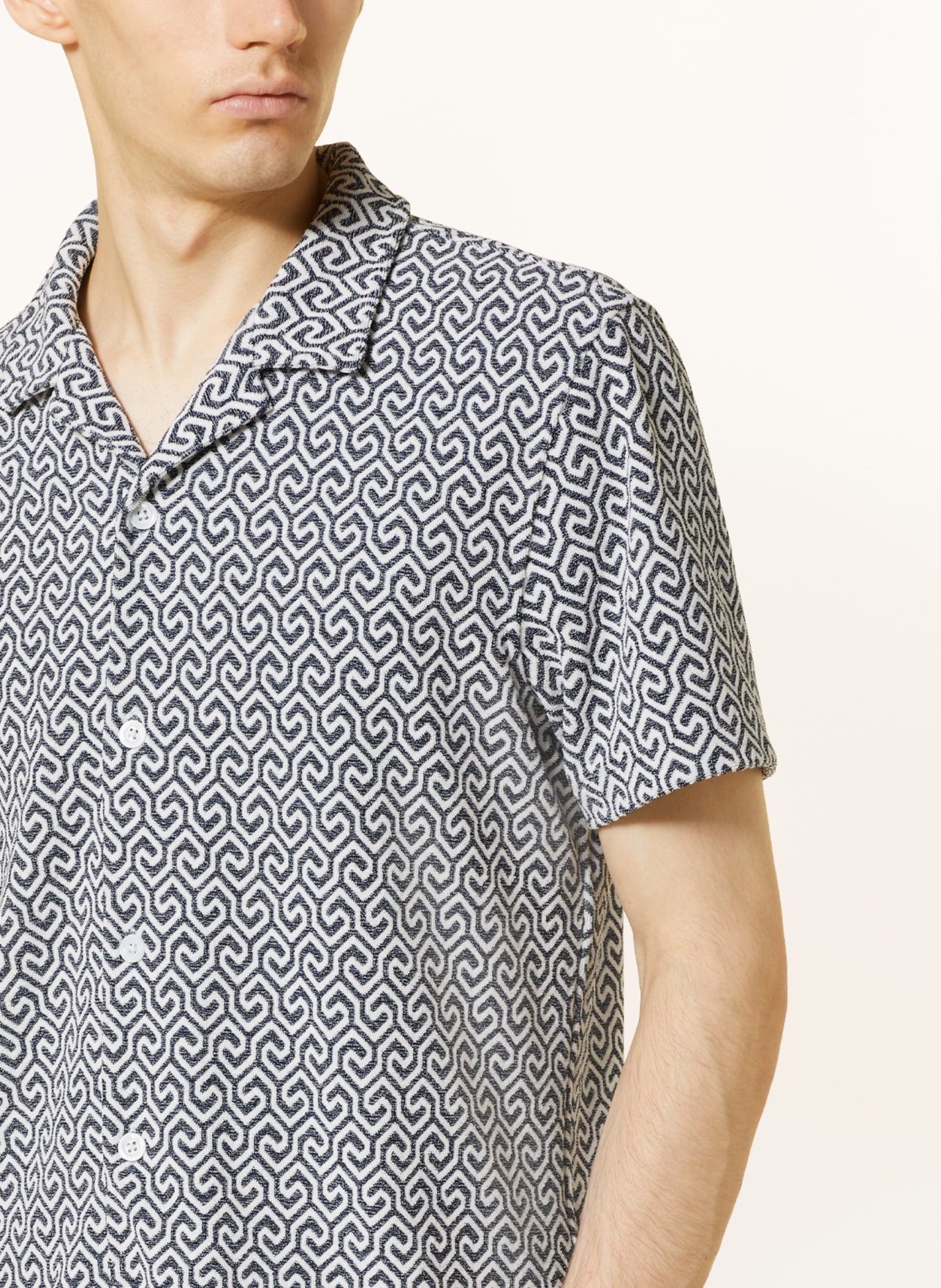 Louis Vuitton Navy Blue Logo Jacquard Terry Cotton Polo T-Shirt XS