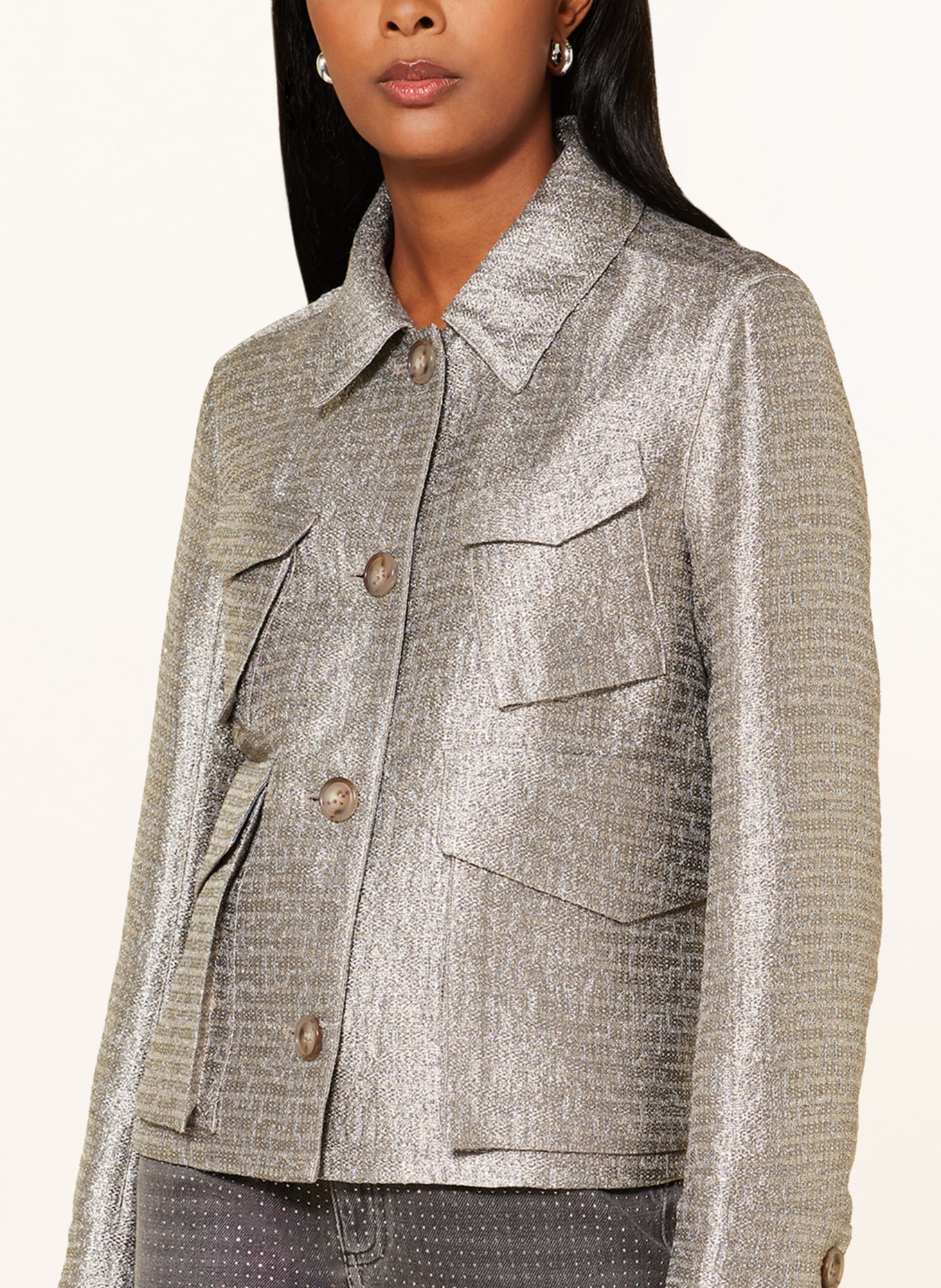 LUISA CERANO Jacket with glitter thread, Color: SILVER (Image 4)
