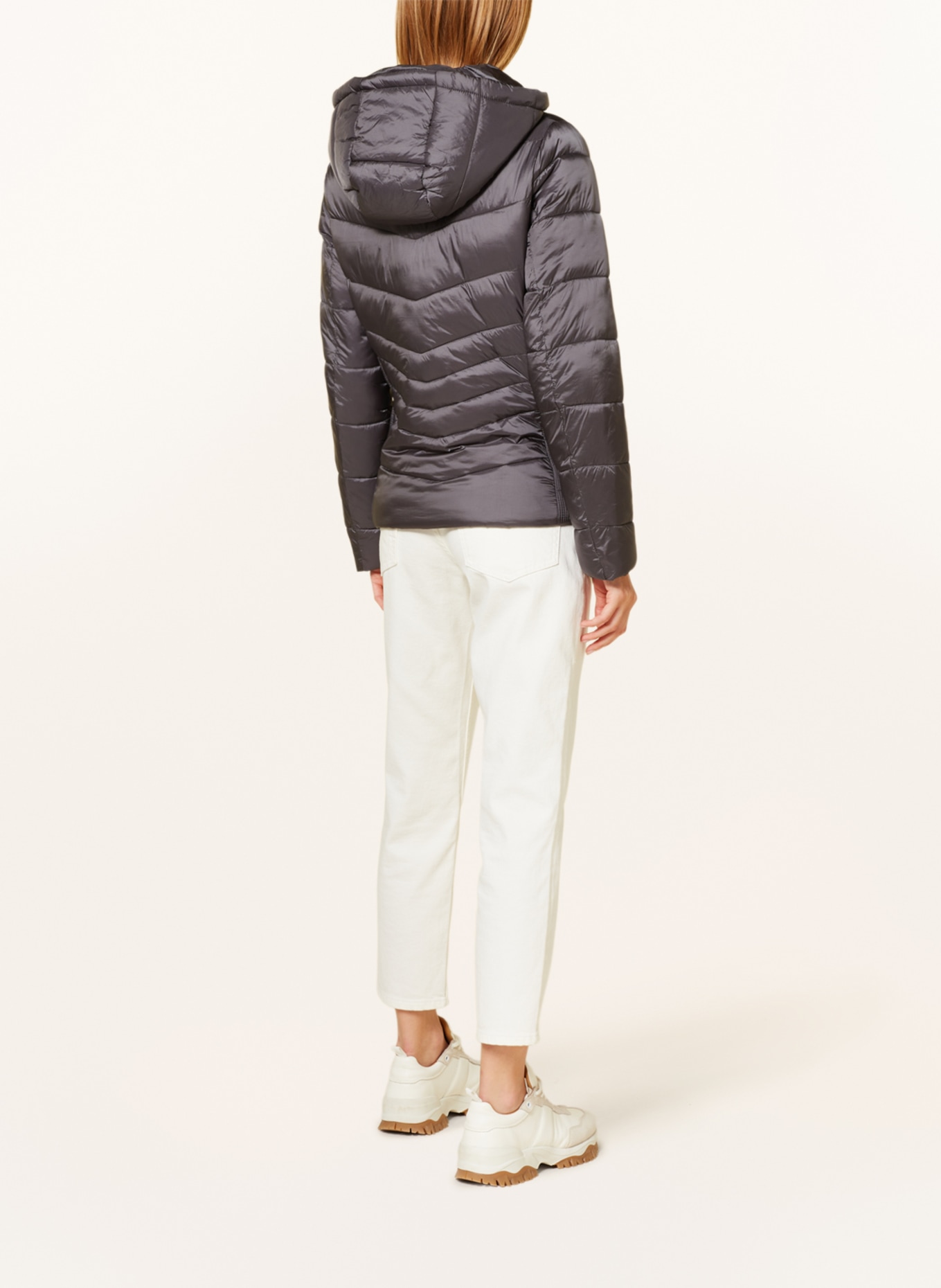 HOBBS Quilted jacket ASH with detachable hood in dark gray