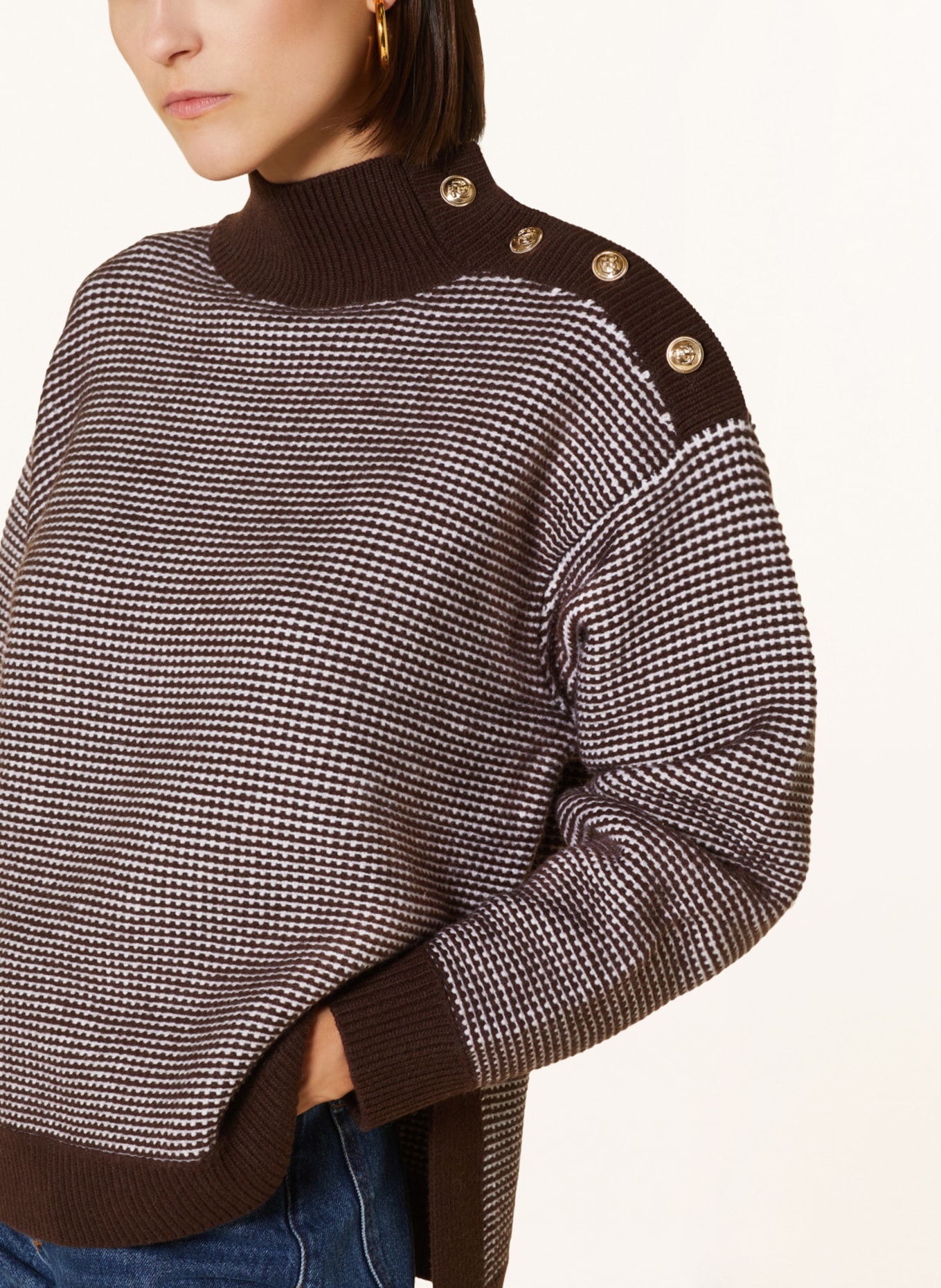 CLAUDIE PIERLOT Pullover, Farbe: DUNKELBRAUN/ CREME (Bild 4)