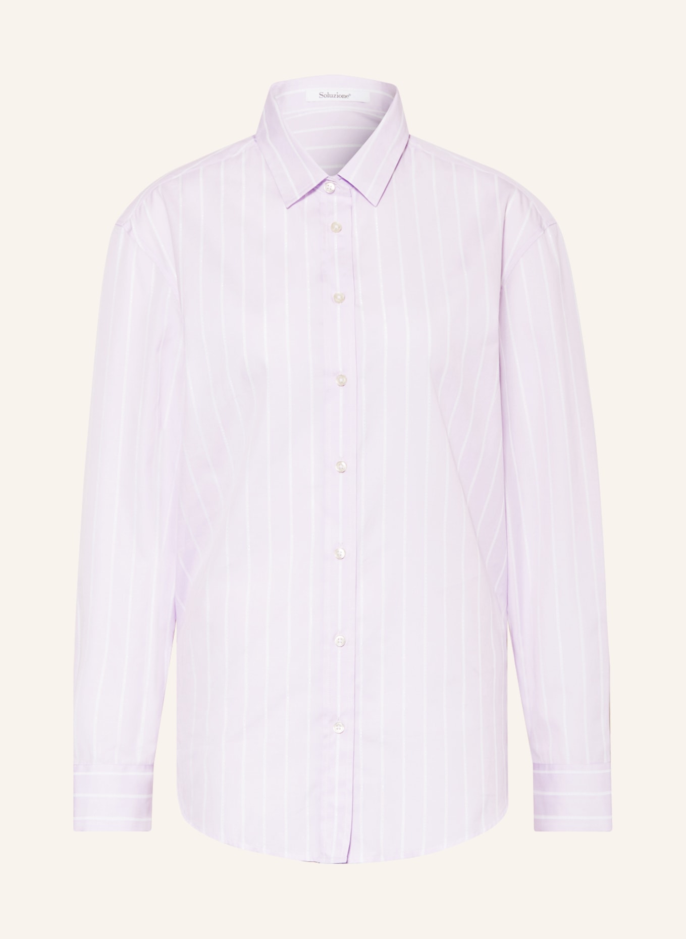 Soluzione Shirt blouse with glitter thread, Color: LIGHT PURPLE/ WHITE (Image 1)