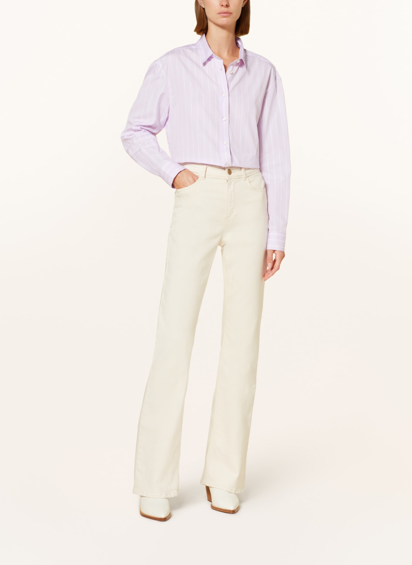 Soluzione Shirt blouse with glitter thread, Color: LIGHT PURPLE/ WHITE (Image 2)