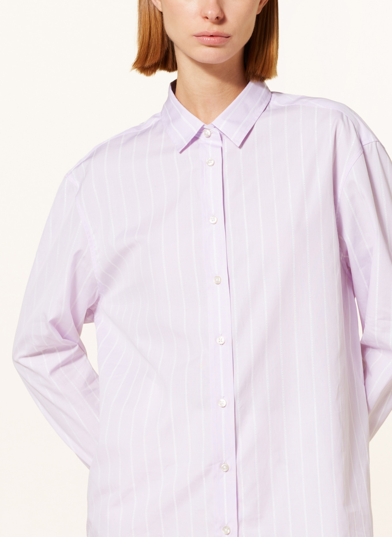 Soluzione Shirt blouse with glitter thread, Color: LIGHT PURPLE/ WHITE (Image 4)