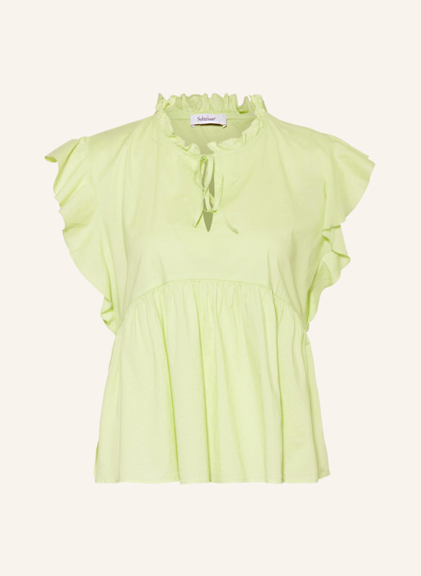 Soluzione Blouse top with frills, Color: LIGHT GREEN (Image 1)