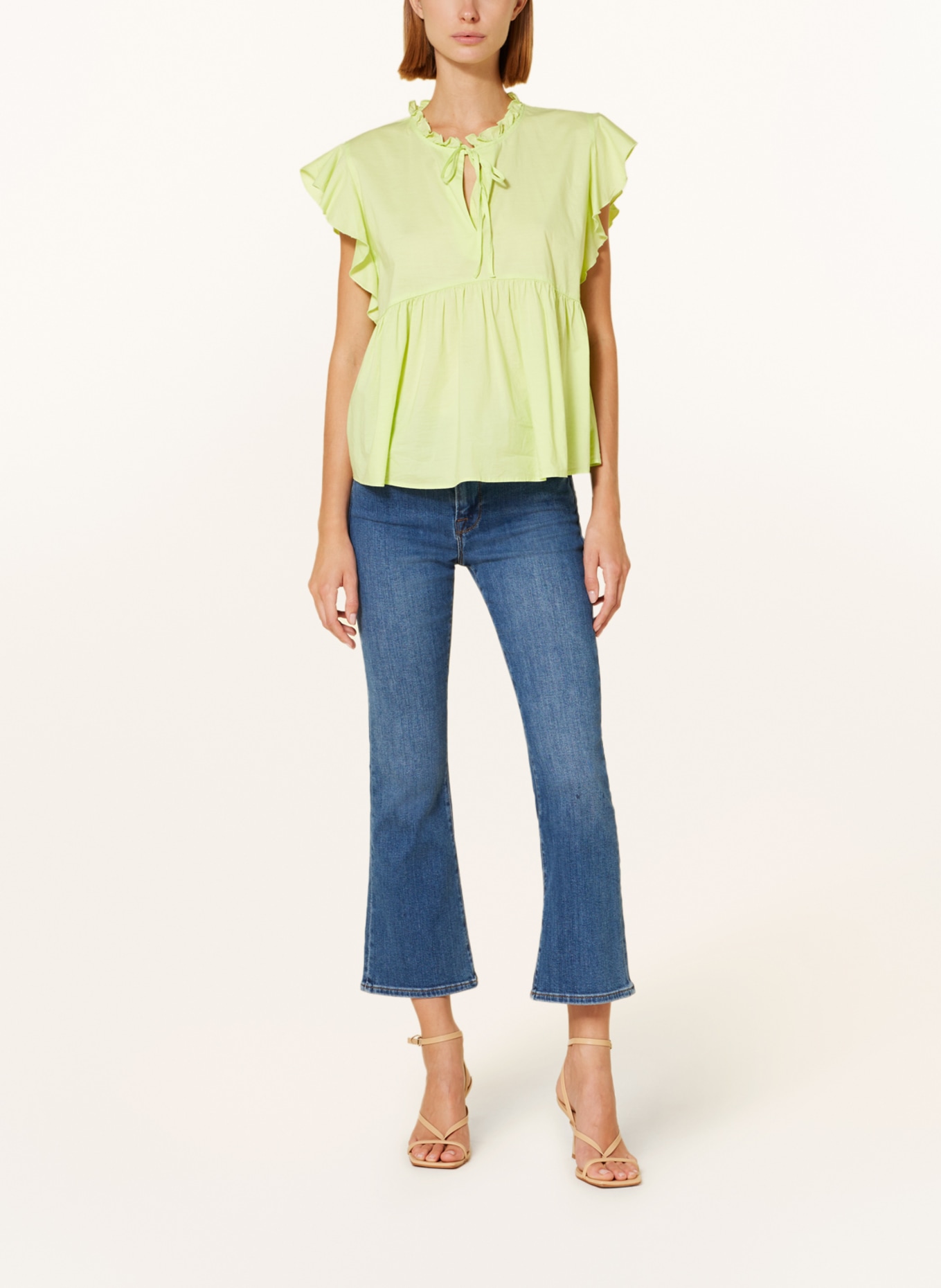 Soluzione Blouse top with frills, Color: LIGHT GREEN (Image 2)