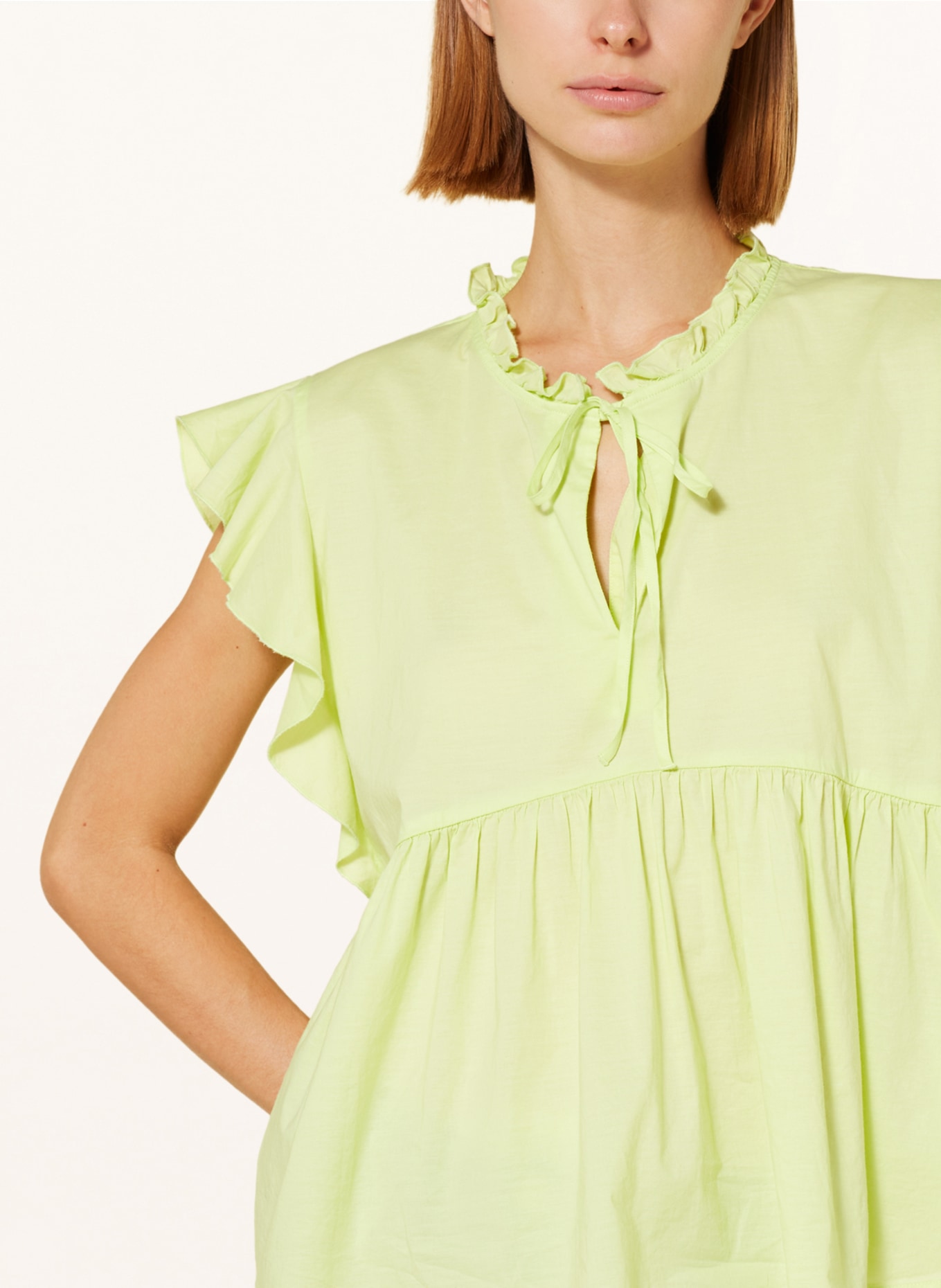 Soluzione Blouse top with frills, Color: LIGHT GREEN (Image 4)
