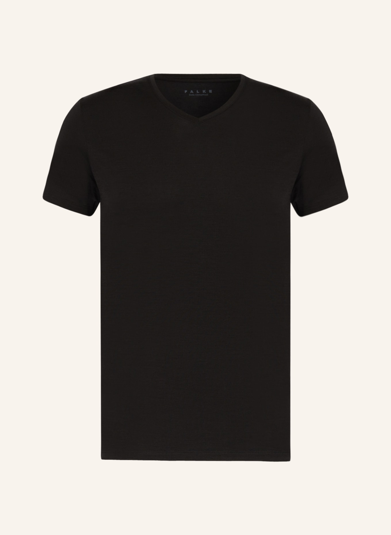 FALKE V-neck shirt DAILY CLIMAWOOL with merino wool, Color: BLACK (Image 1)