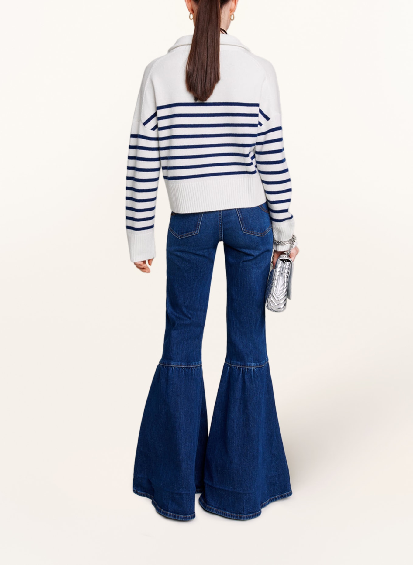 maje Cashmere-Pullover, Farbe: ECRU/ BLAU (Bild 3)