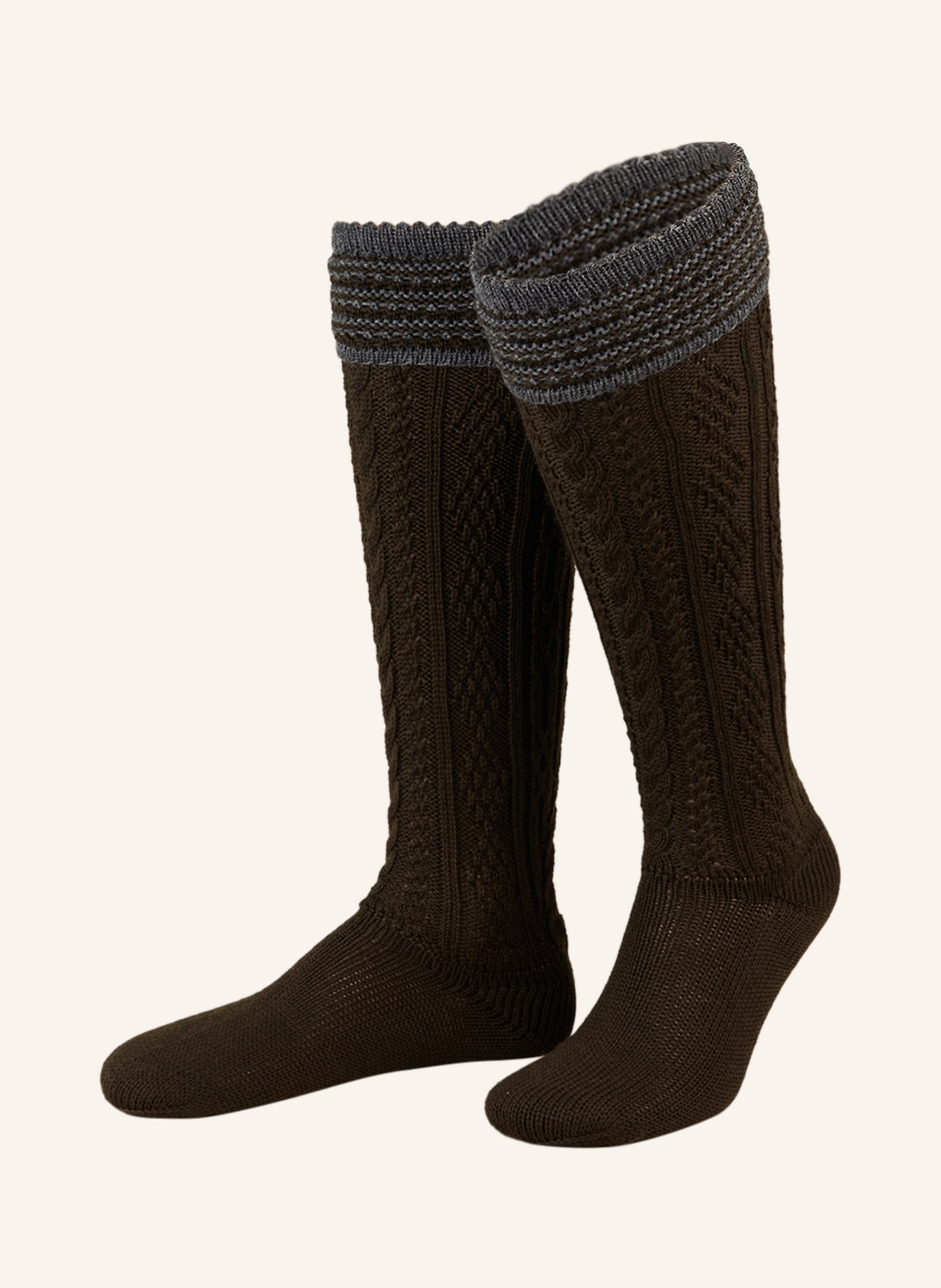 Gottseidank Trachten knee high stockings PARTNACH, Color: DARK GREEN/ DARK GRAY (Image 1)