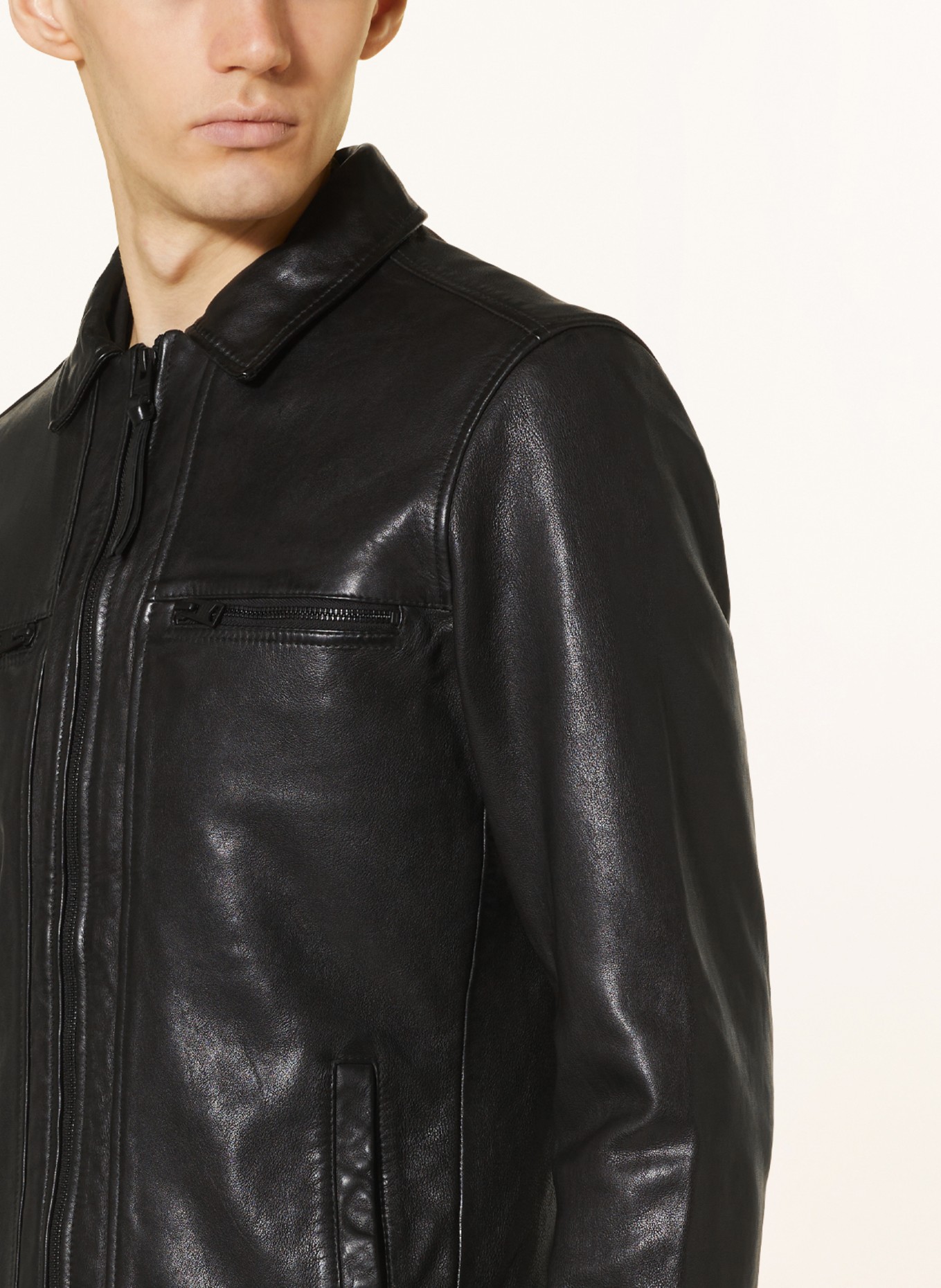 ALLSAINTS Leather jacket LUCK, Color: BLACK (Image 4)
