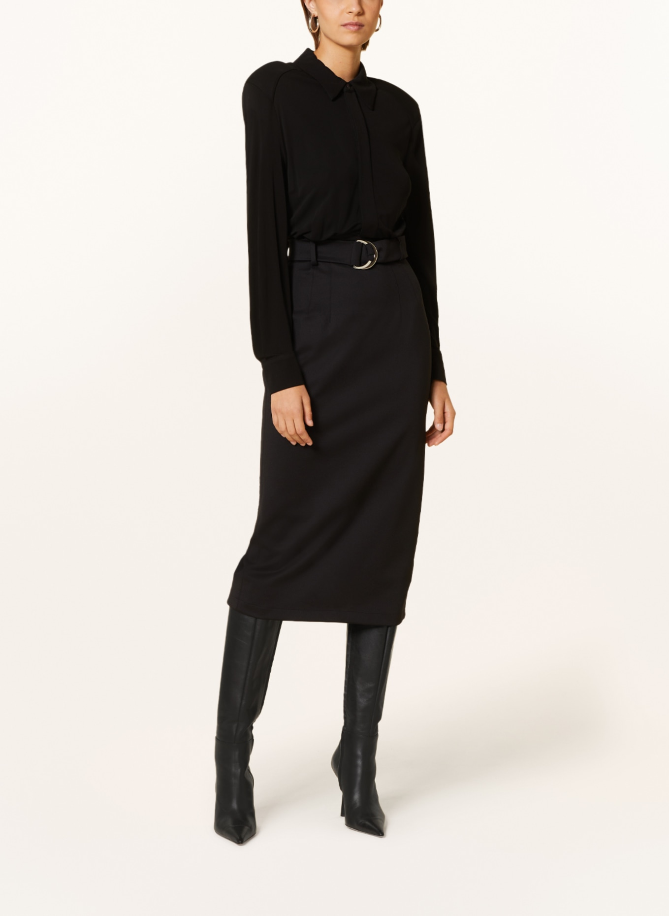 VANILIA Jersey dress in mixed materials, Color: BLACK (Image 2)