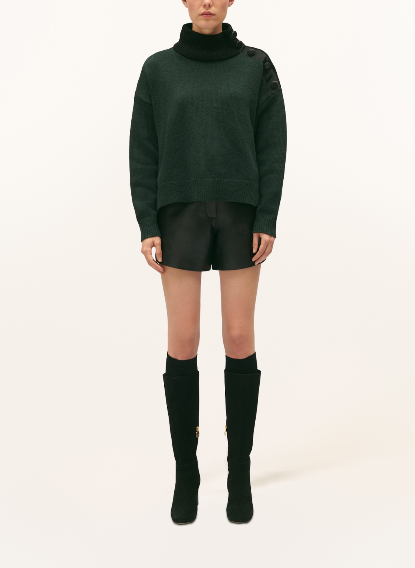 CLAUDIE PIERLOT Oversized-Pullover, Farbe: DUNKELGRÜN/ SCHWARZ (Bild 2)