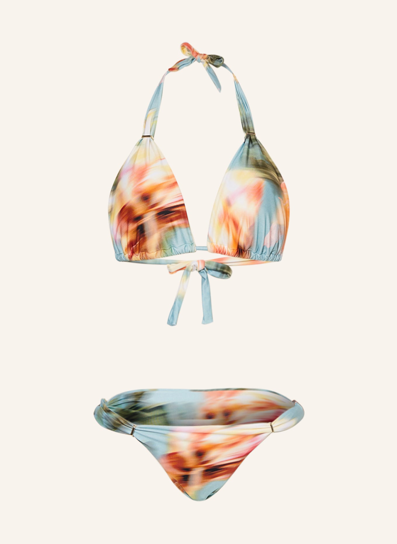 LENNY NIEMEYER Bikini trójkątne z ochroną UV 50+, Kolor: JASNONIEBIESKI/ ZIELONY/ POMARAŃCZOWY (Obrazek 1)