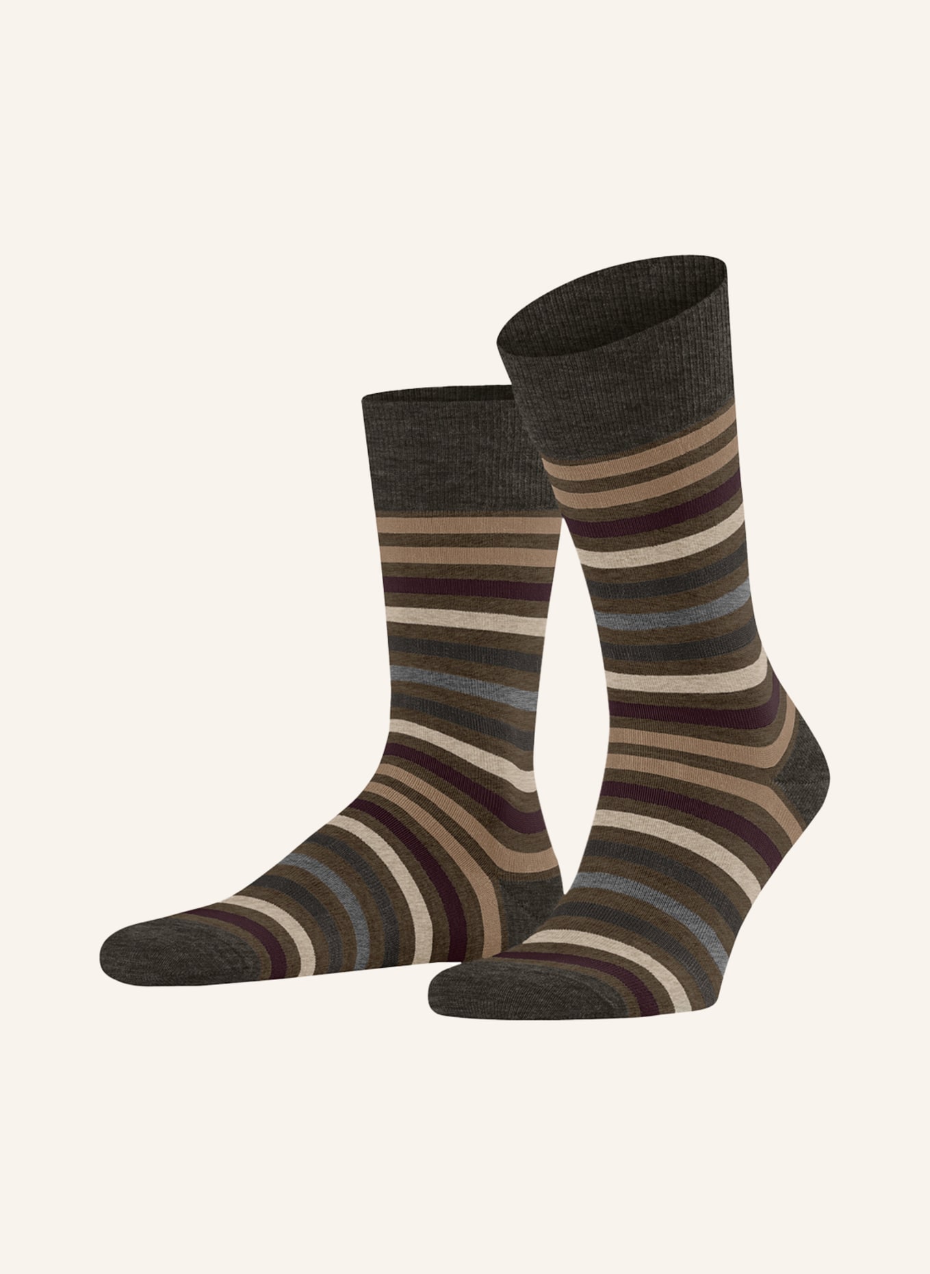 FALKE Socks TINTED STRIPE with merino wool, Color: 7464 beech (Image 1)