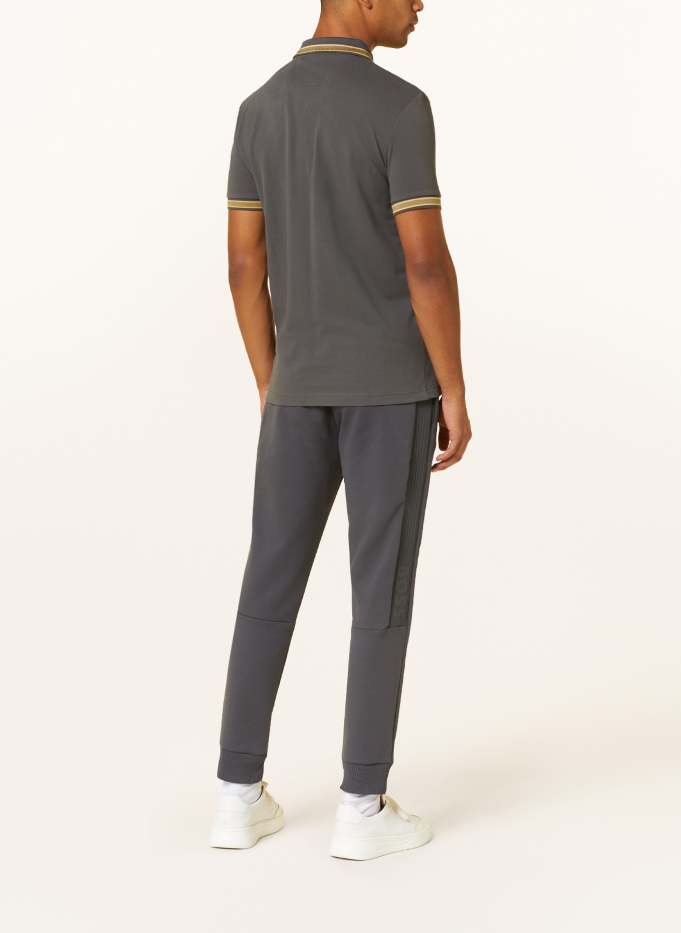 BOSS Piqué-Poloshirt PADDY CURVED Regular Fit, Farbe: GRAU/ DUNKELGELB (Bild 3)