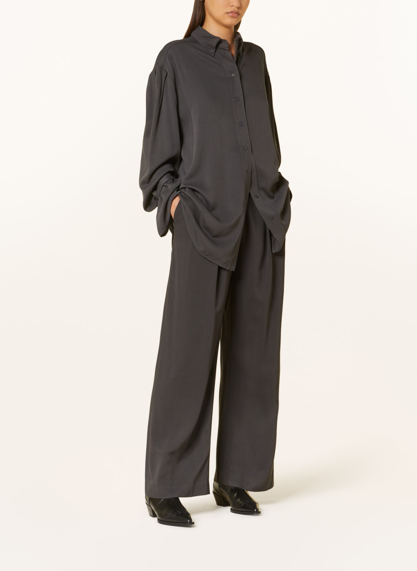 black palms Wide leg trousers FELICIA, Color: DARK GRAY (Image 2)