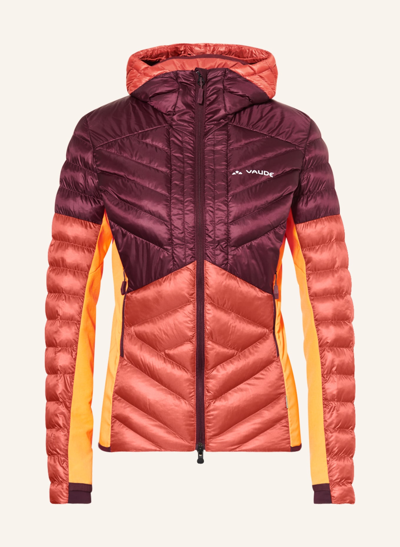 VAUDE Hybrid quilted jacket SESVENNA, Color: DARK RED/ SALMON/ ORANGE (Image 1)