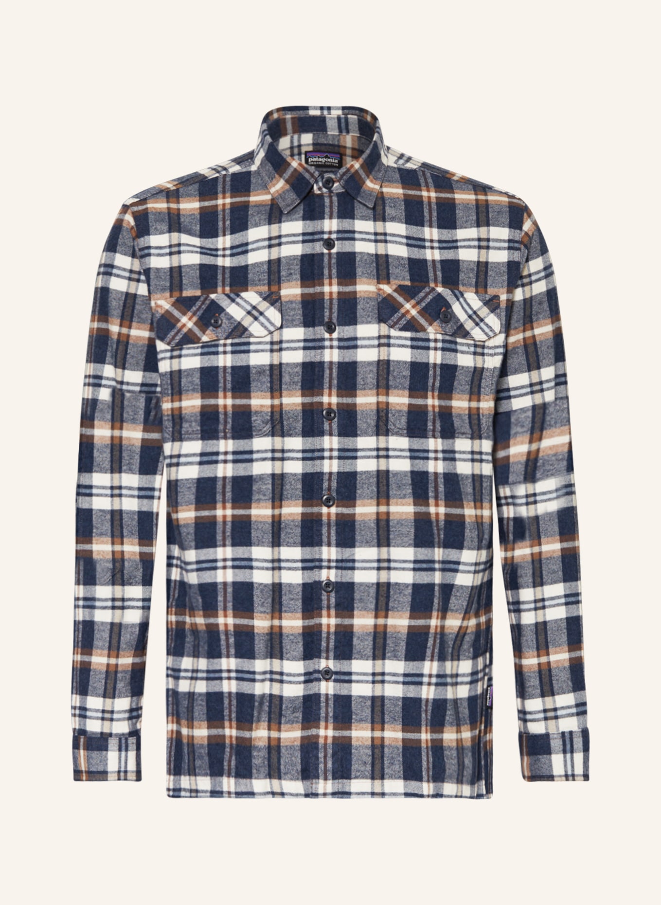 patagonia Flannel shirt FJORD slim fit , Color: DARK BLUE/ WHITE/ BROWN (Image 1)