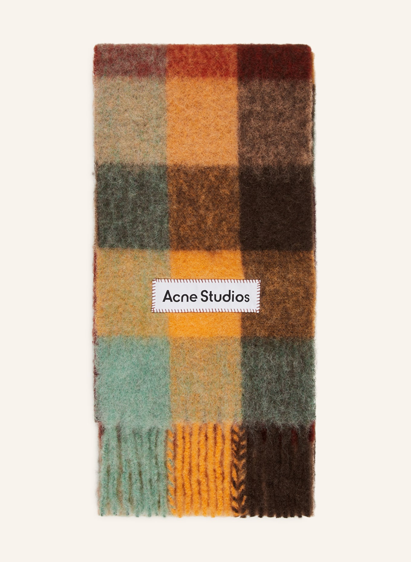 Acne Studios Scarf with alpaca, Color: GREEN/ ORANGE/ BROWN (Image 1)